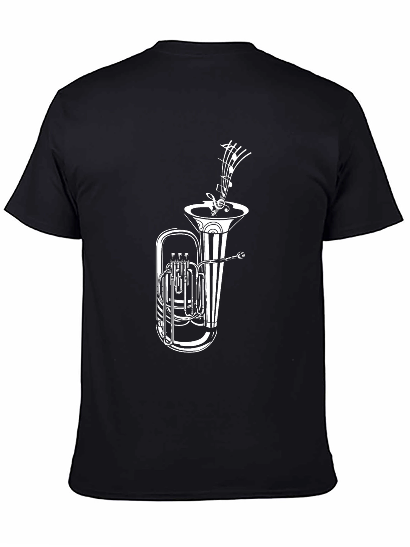 Musical Tuba Graphic Tee - Black Cotton