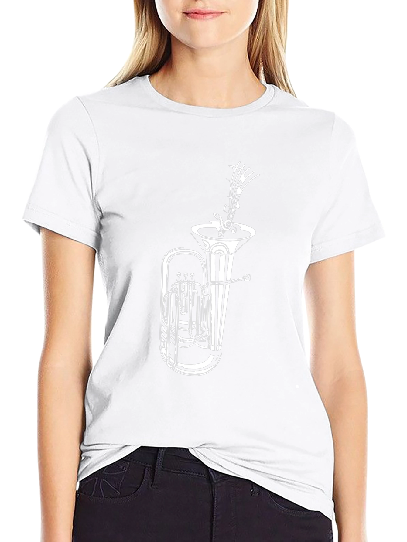 Musical Tuba Graphic Tee - Black Cotton