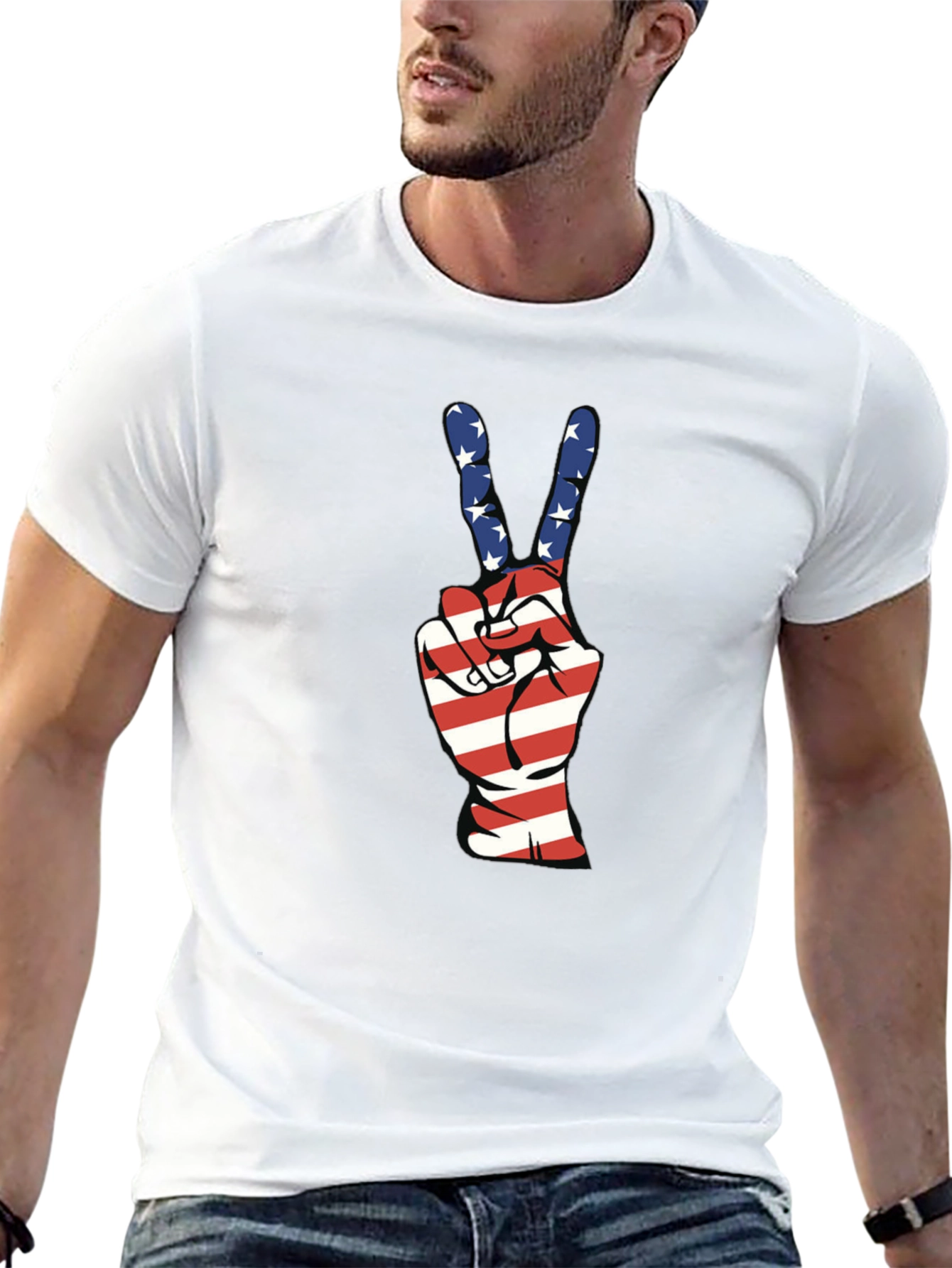 American Flag Peace Sign Graphic T-Shirt