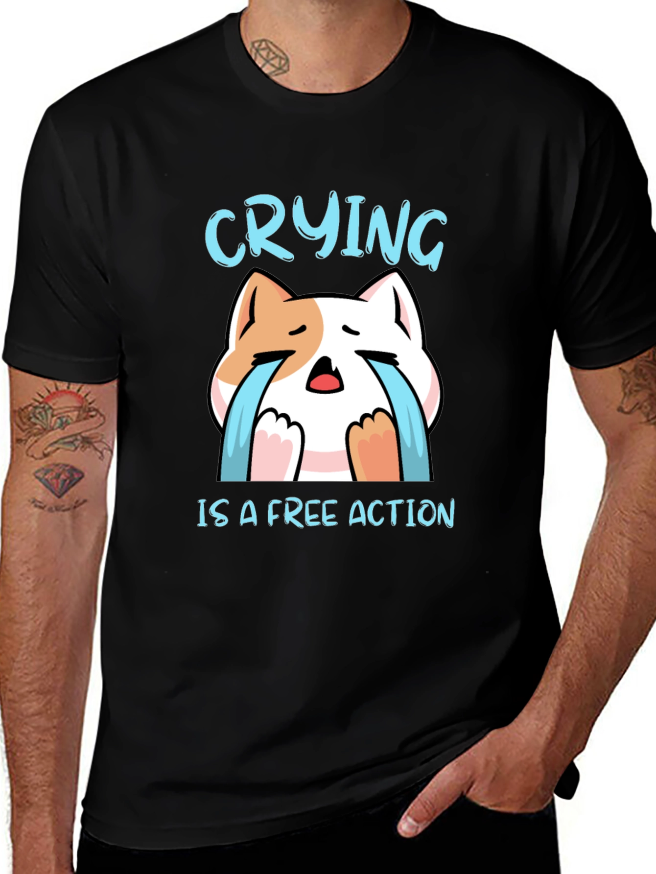 Crying is a Free Action Cat T-Shirt
