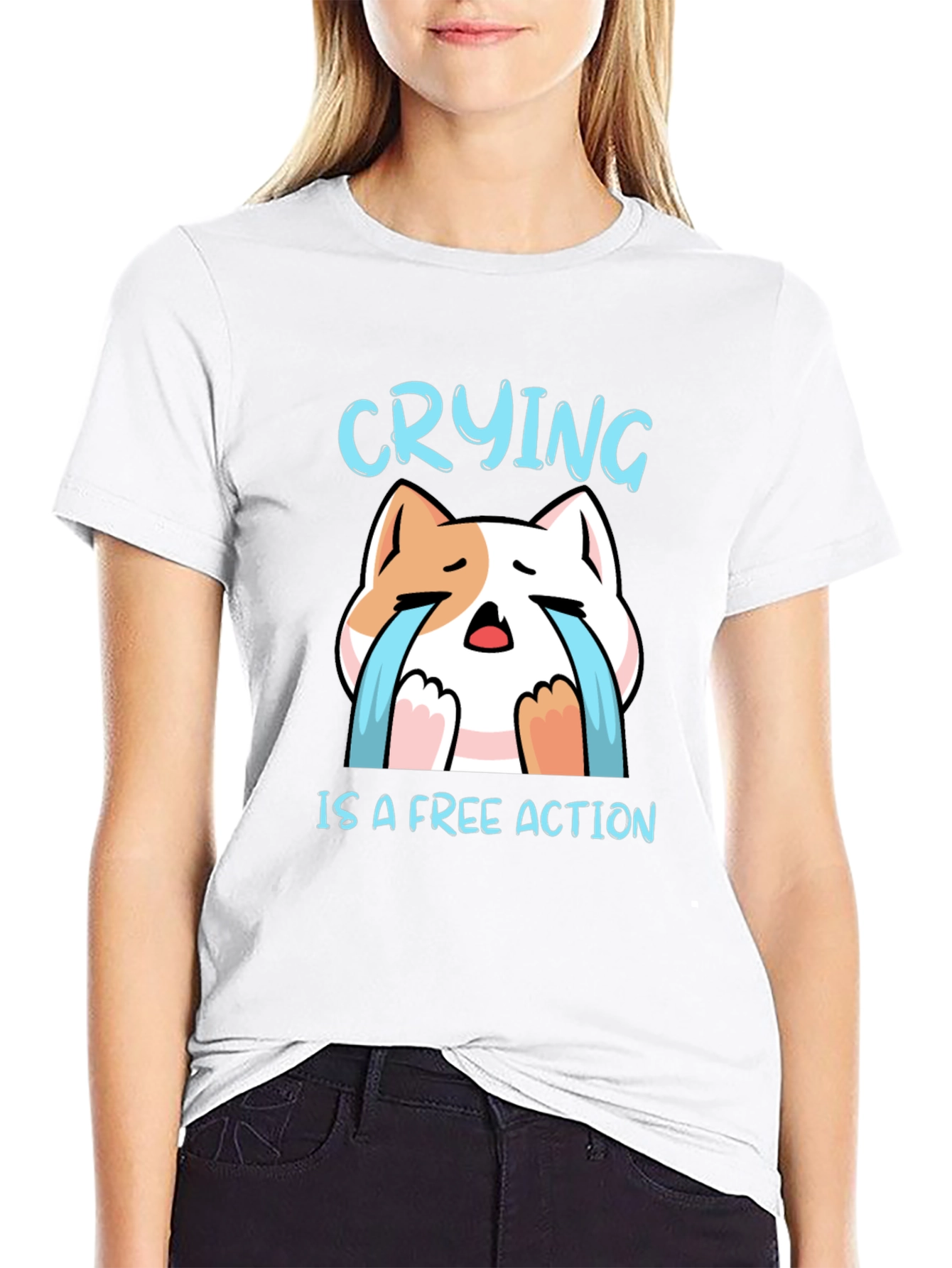 Crying is a Free Action Cat T-Shirt