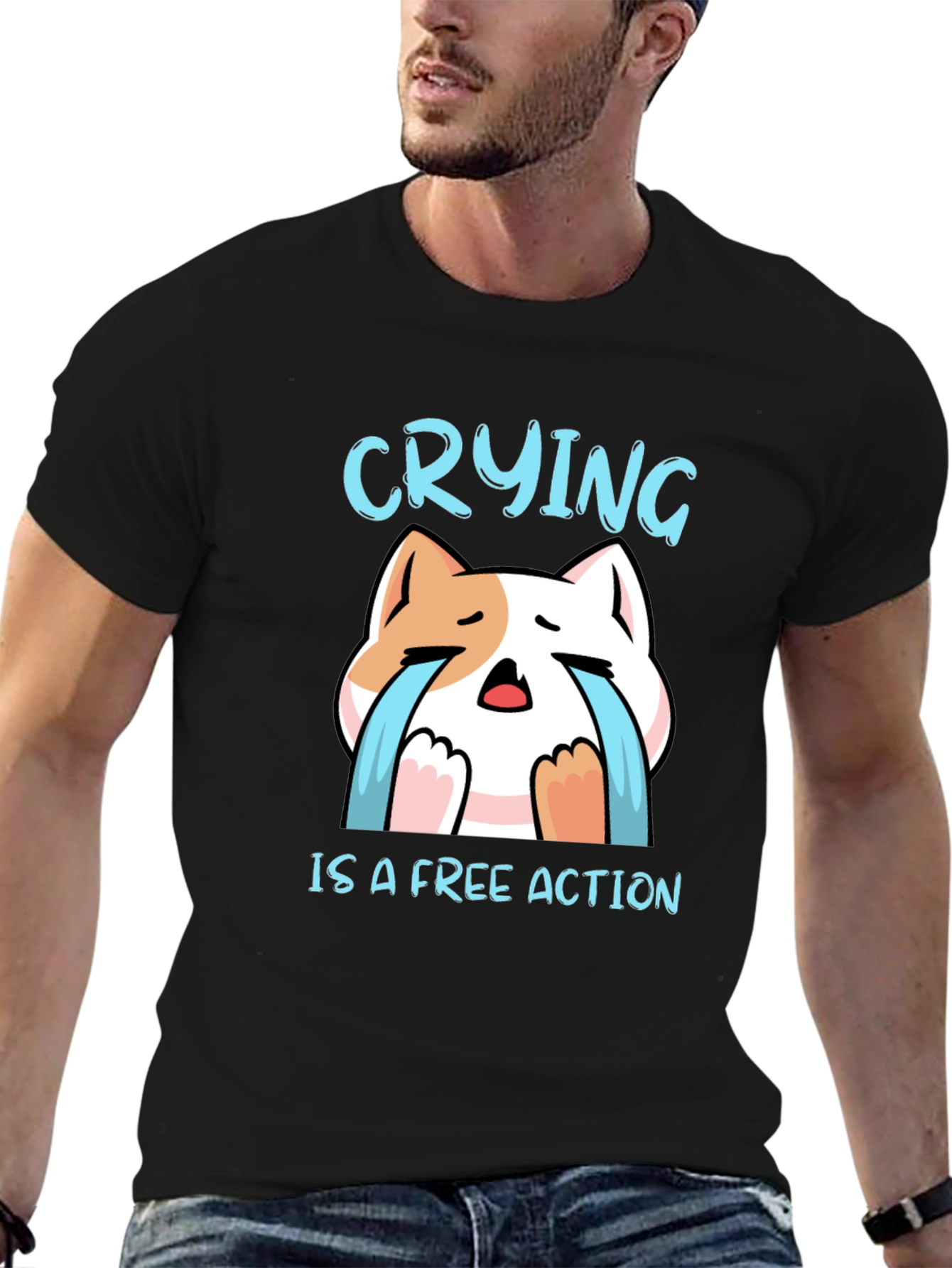 Crying is a Free Action Cat T-Shirt