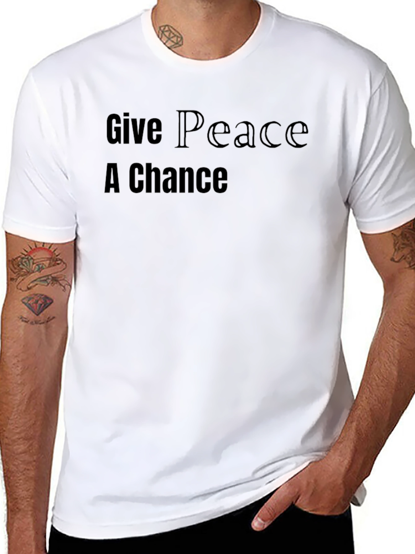 Give Peace A Chance Black Graphic Tee