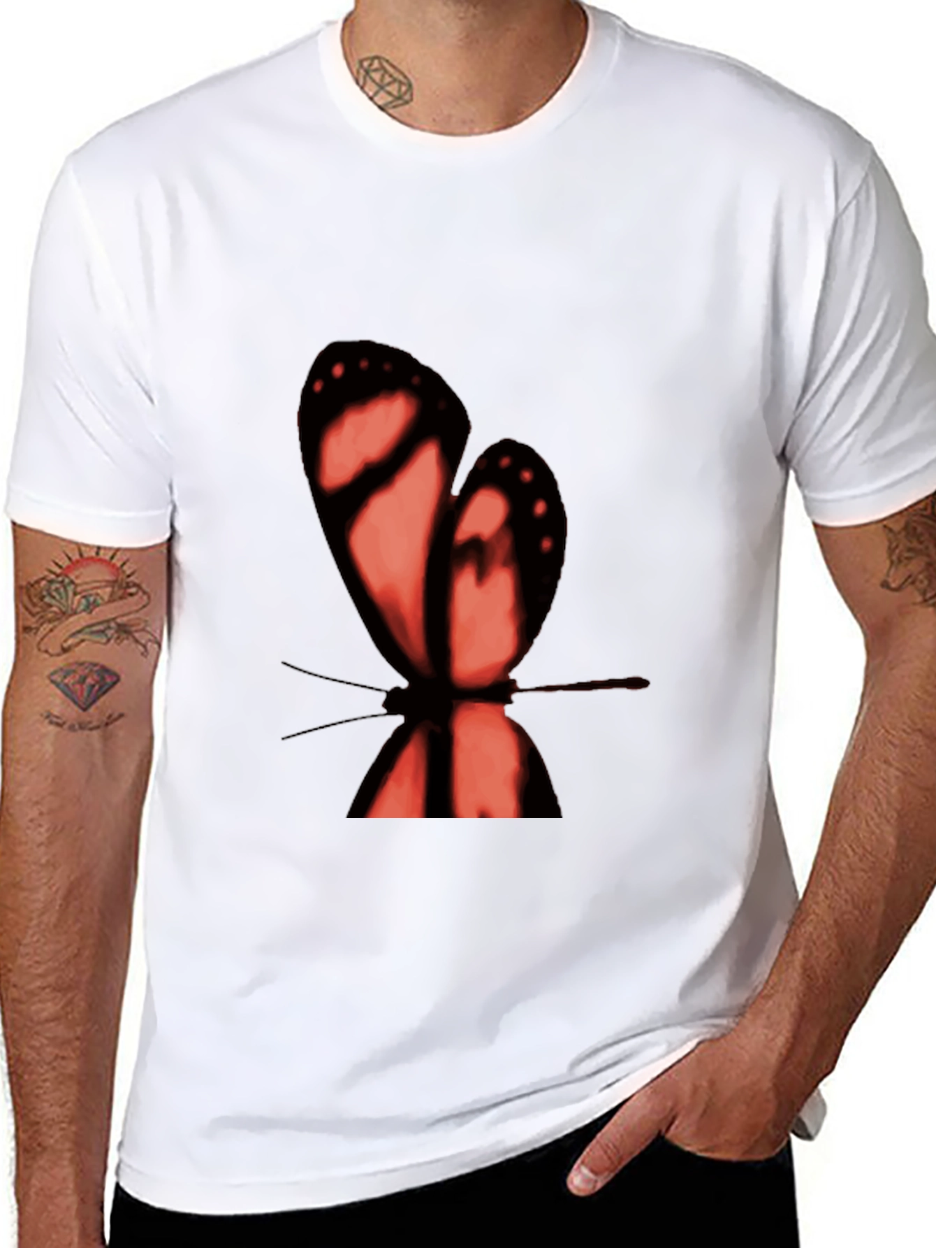 Butterfly Graphic Tee - Stylish Mens Black T-Shirt