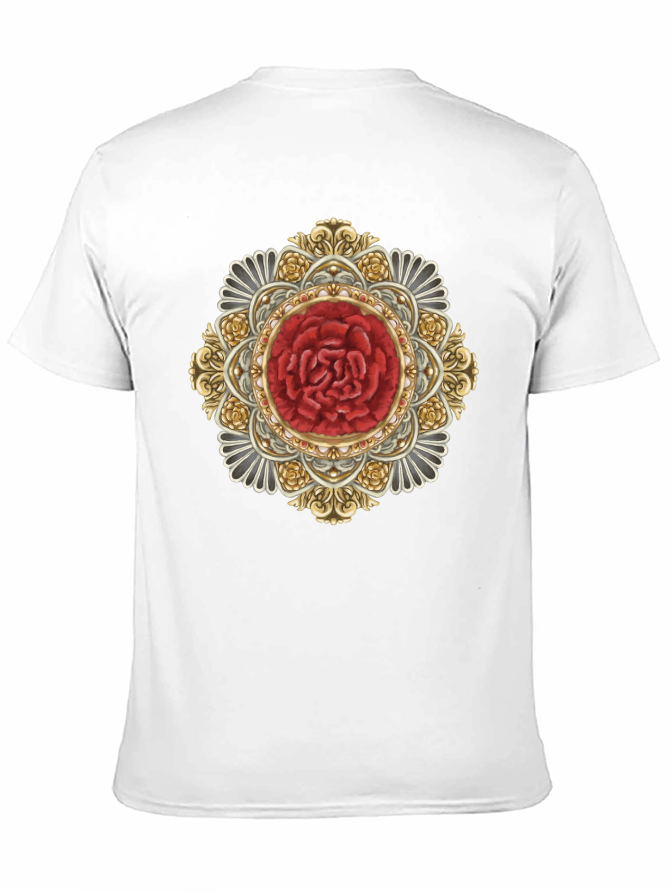 Ornate Rose Mandala Black T-Shirt