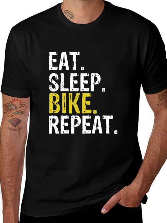 Eat Sleep Bike Repeat T-Shirt - Black Casual Tee