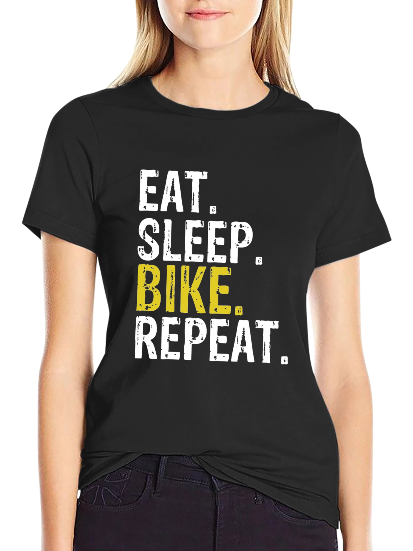 Eat Sleep Bike Repeat T-Shirt - Black Casual Tee
