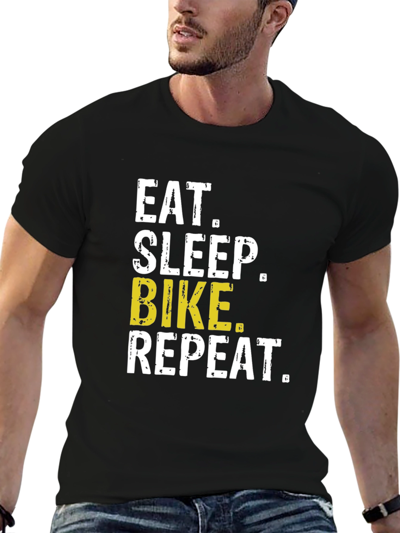 Eat Sleep Bike Repeat T-Shirt - Black Casual Tee