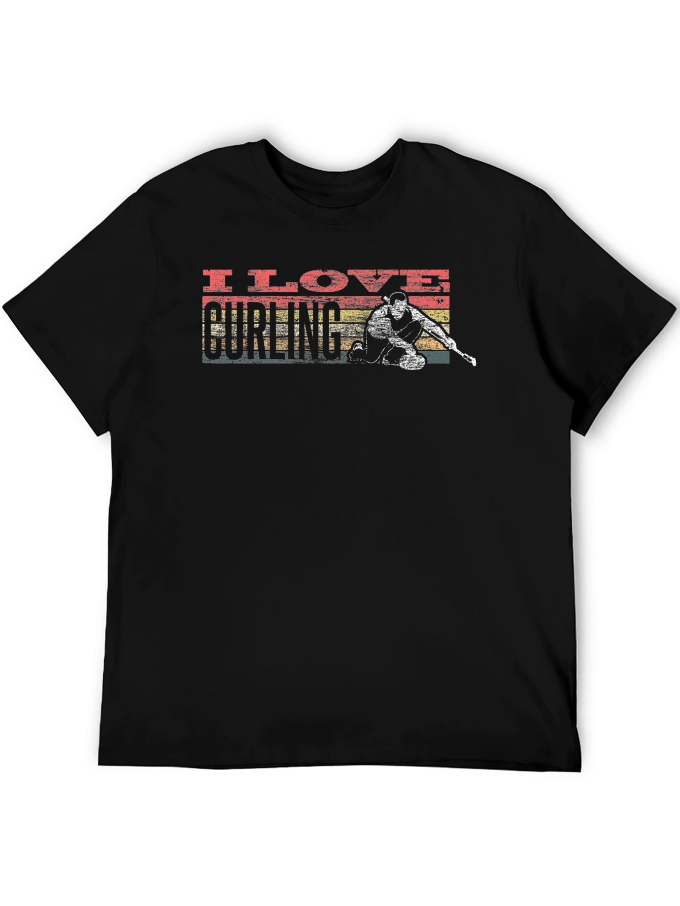 I Love Curling Graphic Tee - Unisex Black T-Shirt