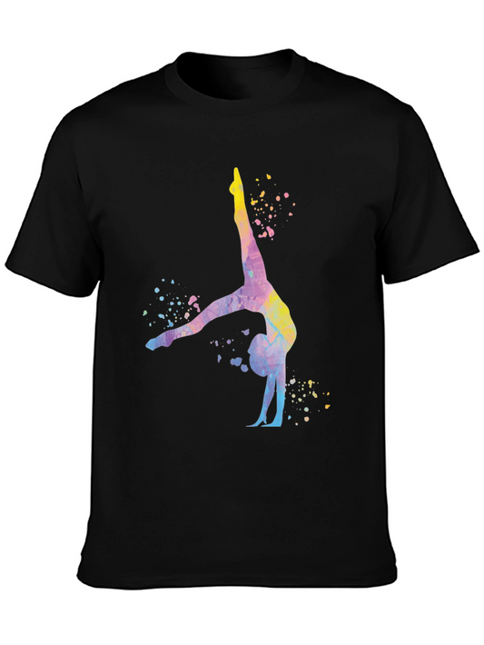 Gymnast Watercolor Graphic Black T-Shirt