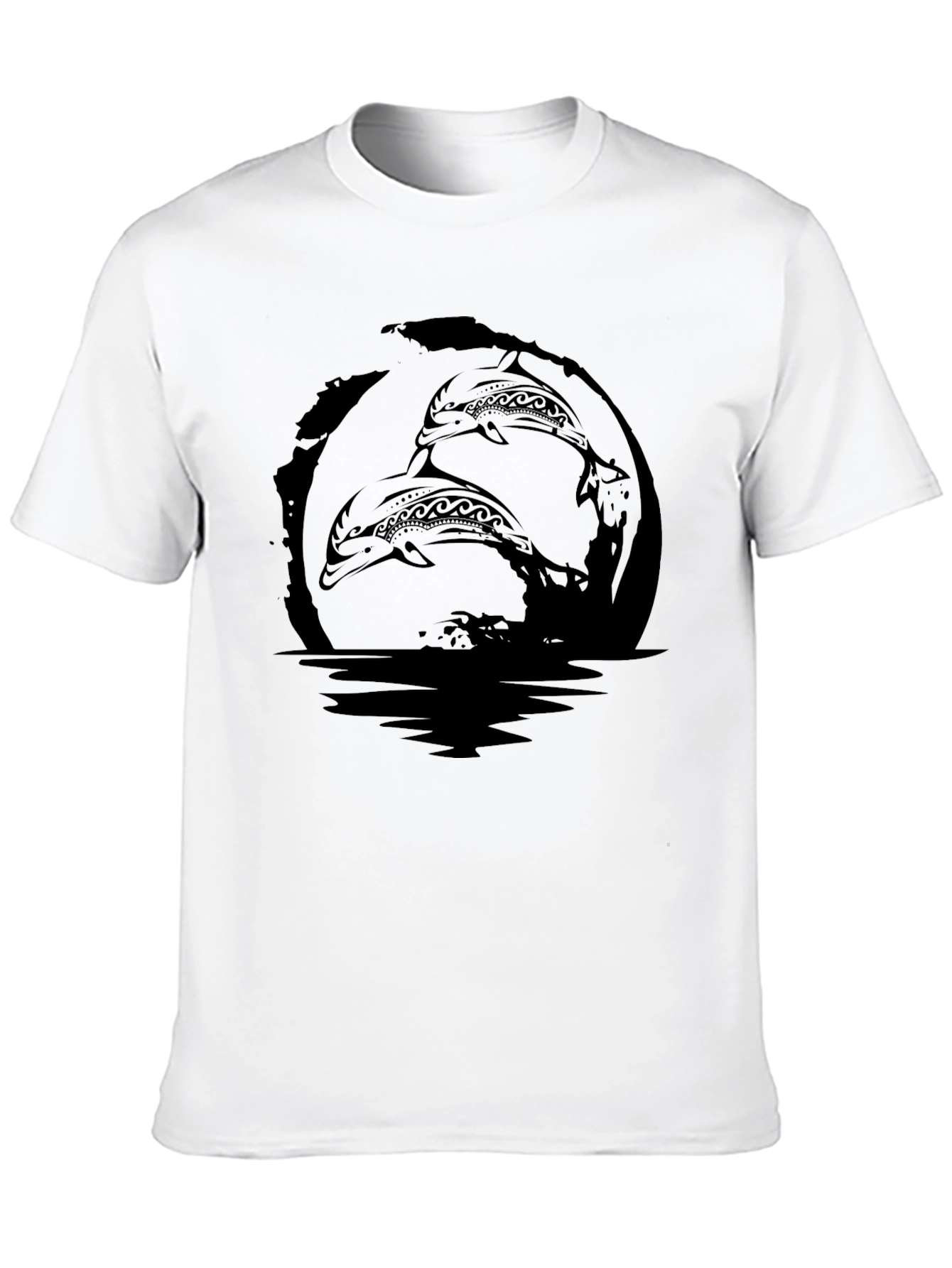 Tribal Dolphin Graphic Black T-Shirt