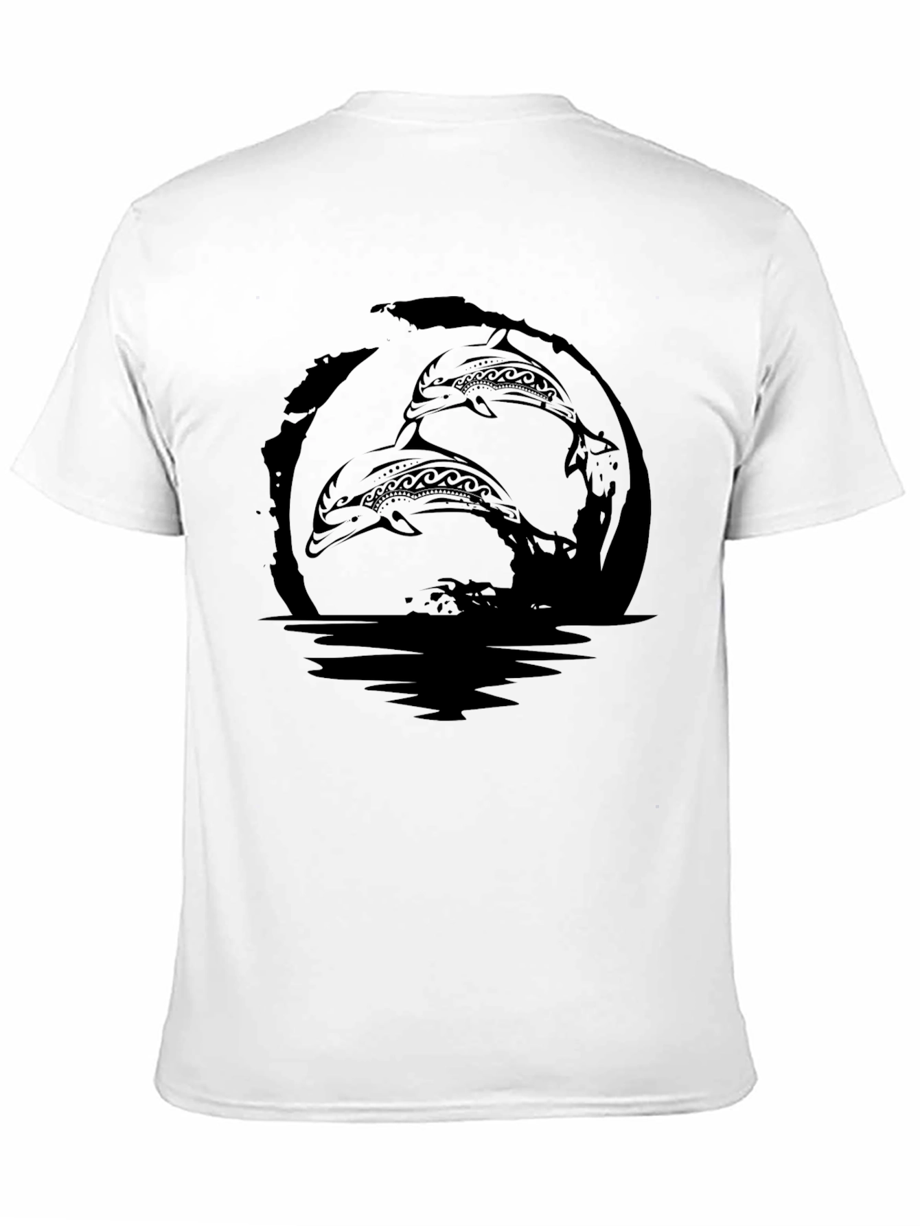 Tribal Dolphin Graphic Black T-Shirt