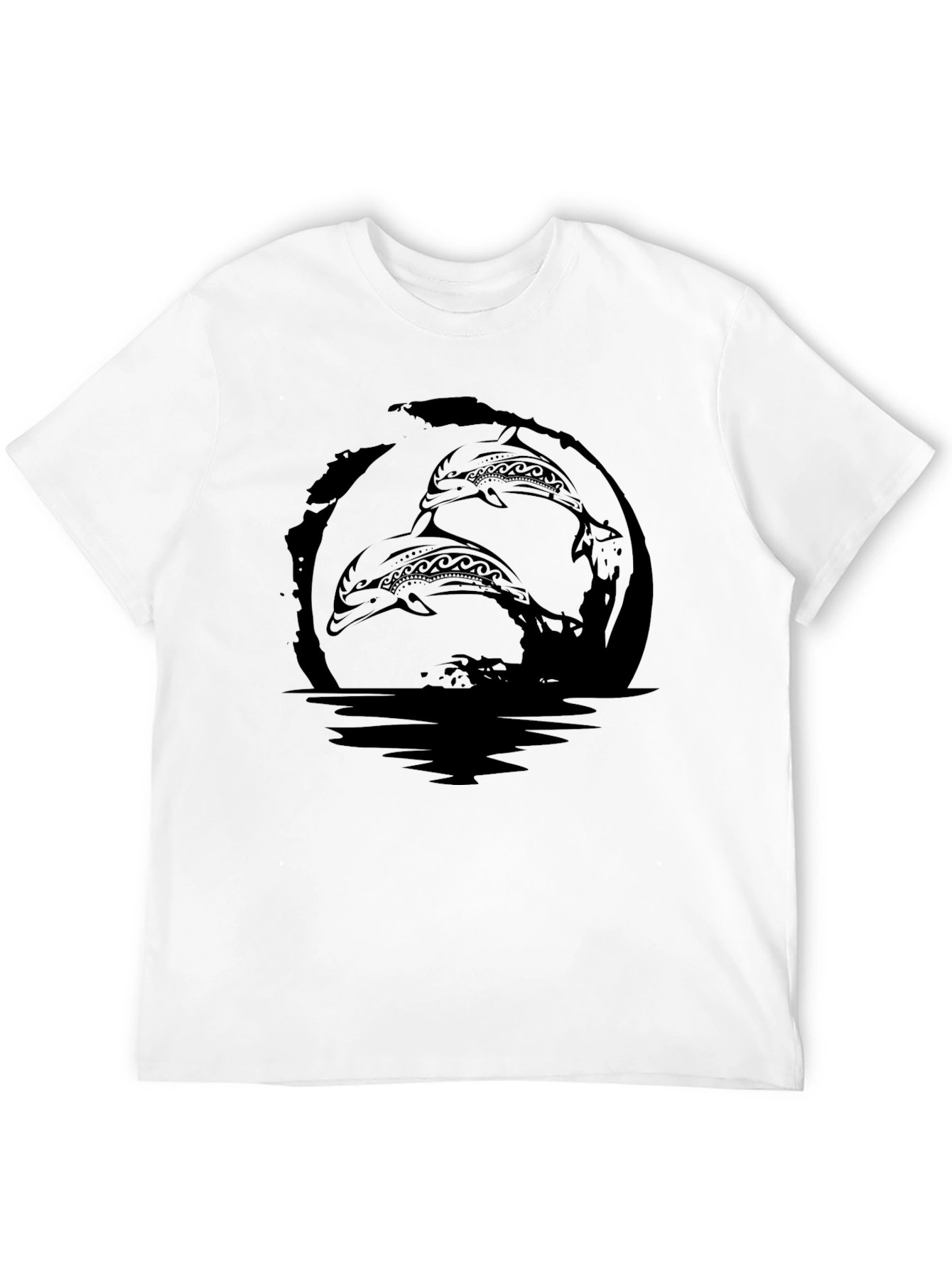 Tribal Dolphin Graphic Black T-Shirt