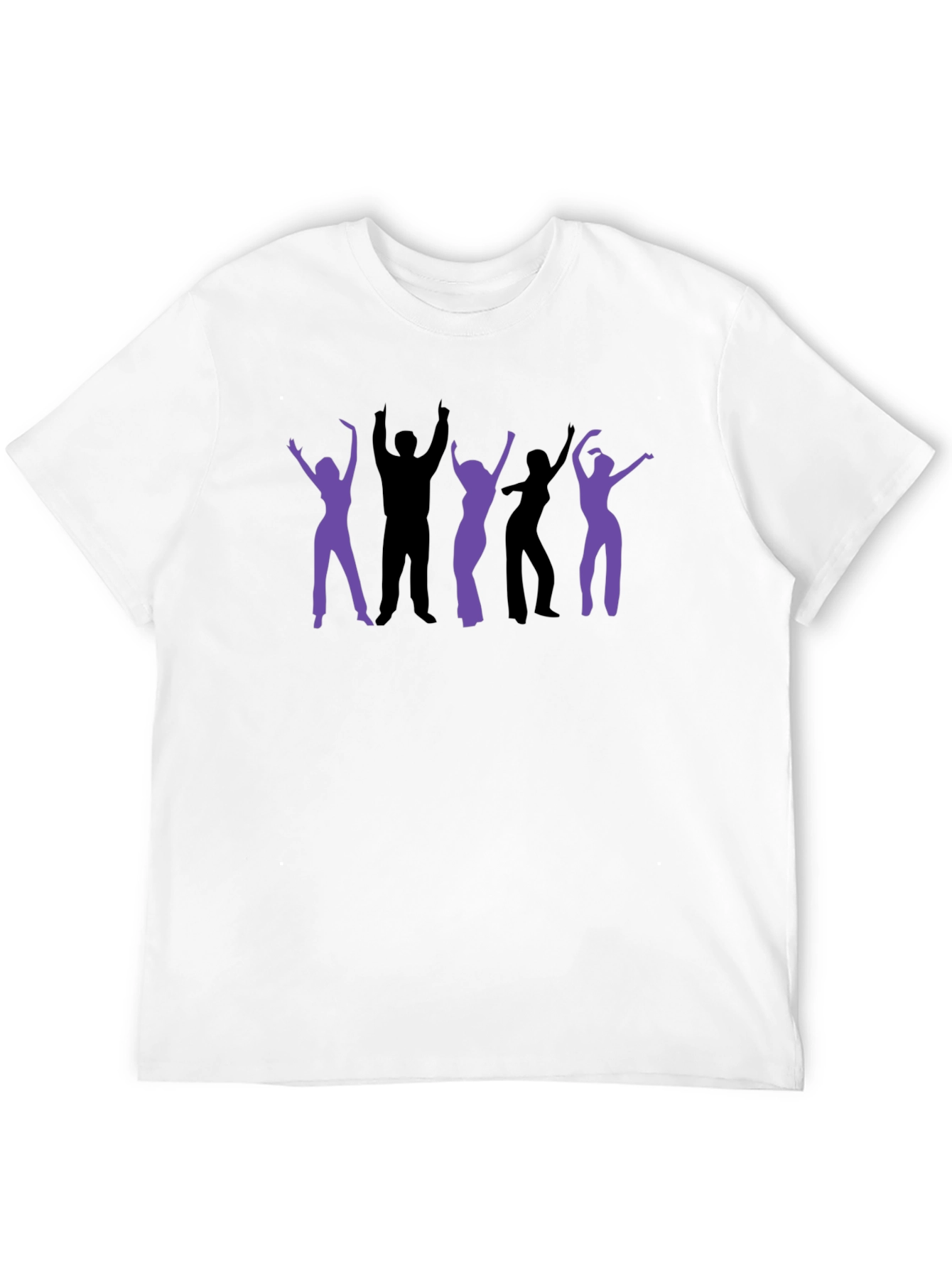 Retro Dance Party Graphic Tee - Black Cotton T-Shirt