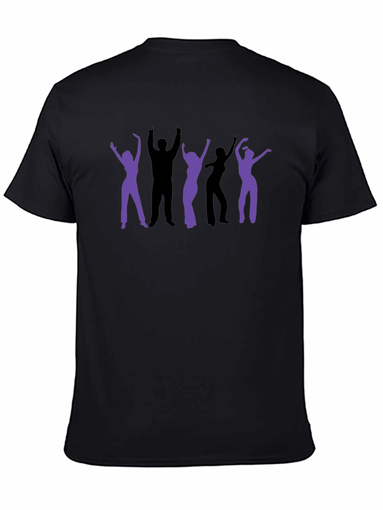 Retro Dance Party Graphic Tee - Black Cotton T-Shirt