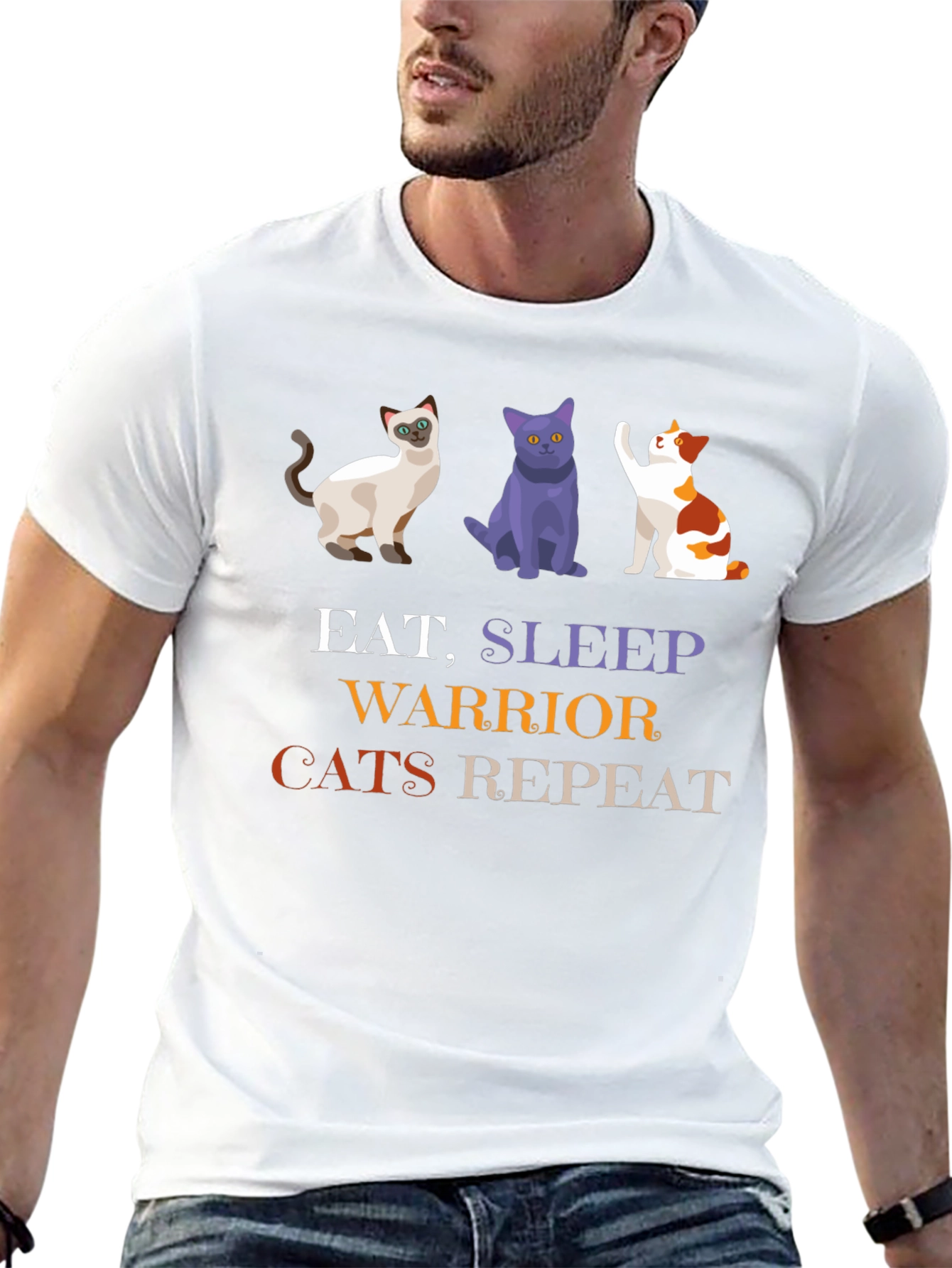 Eat Sleep Warrior Cats Repeat Black T-Shirt