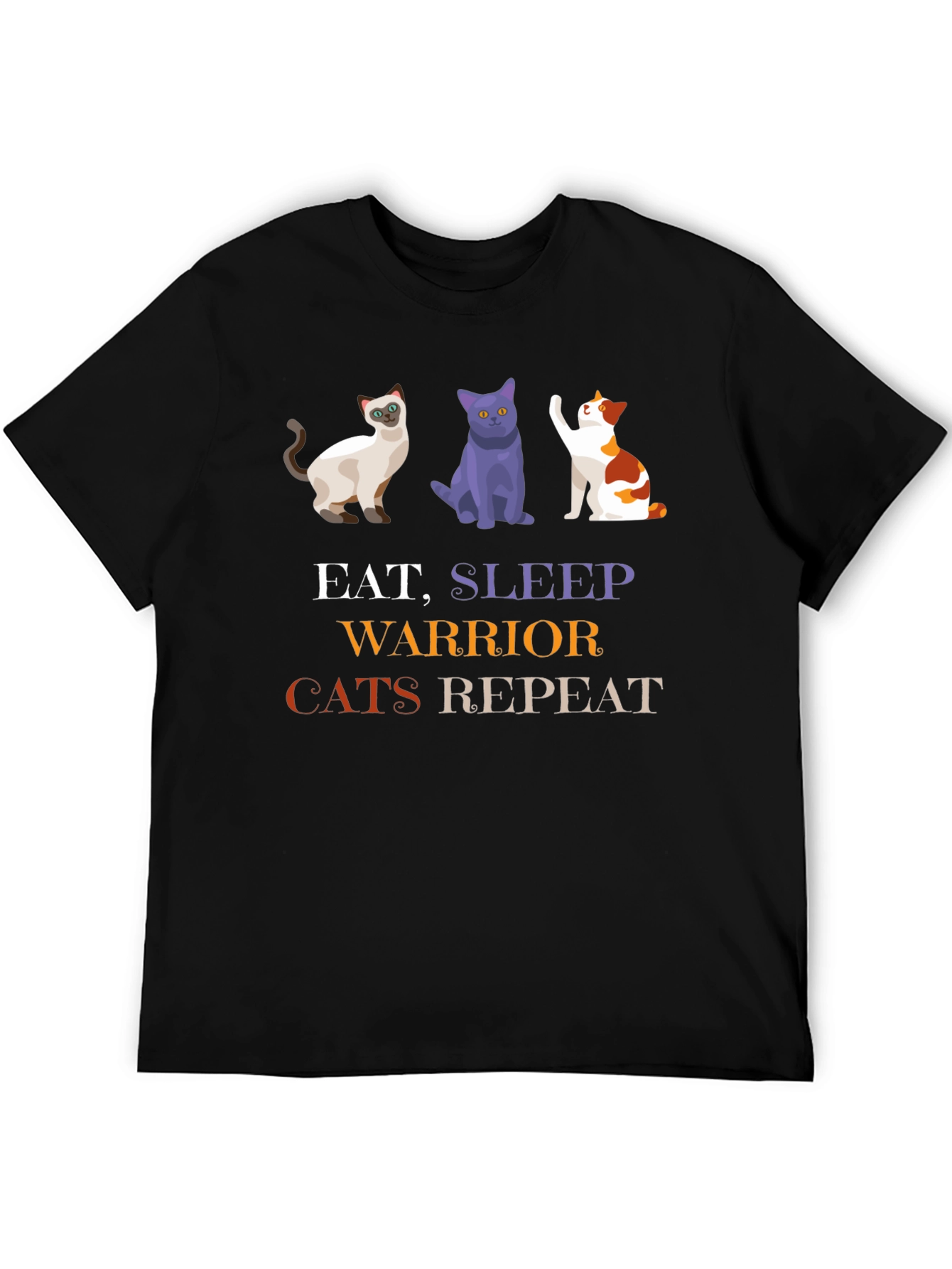 Eat Sleep Warrior Cats Repeat Black T-Shirt