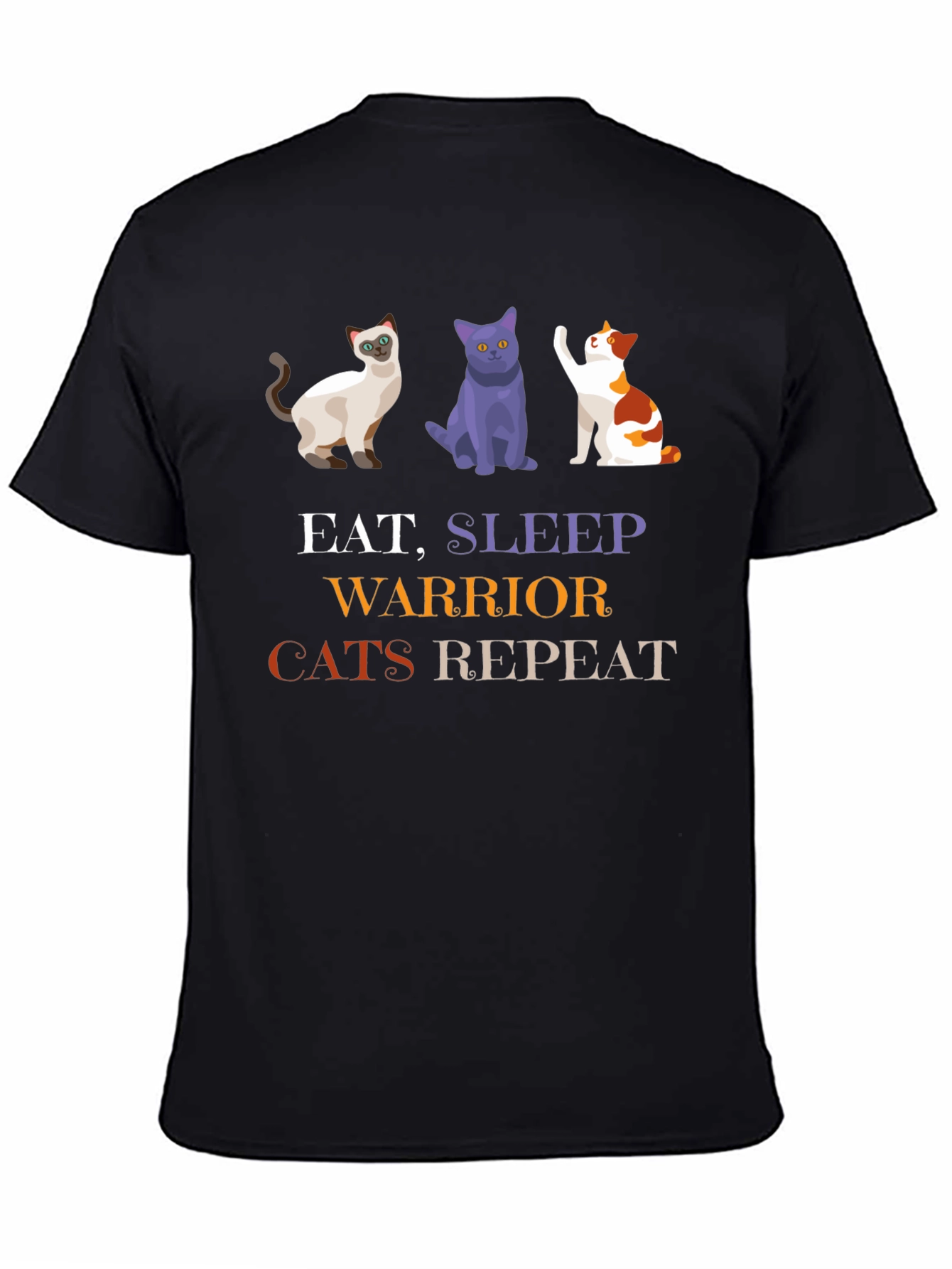 Eat Sleep Warrior Cats Repeat Black T-Shirt