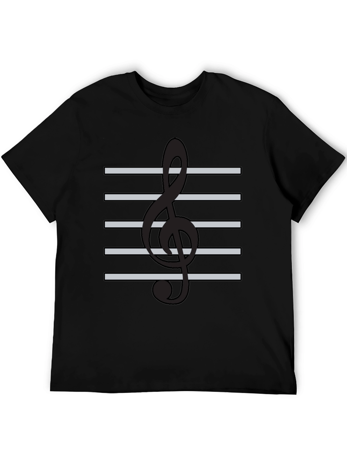 Musical Note T-Shirt - Black Treble Clef Staff Tee