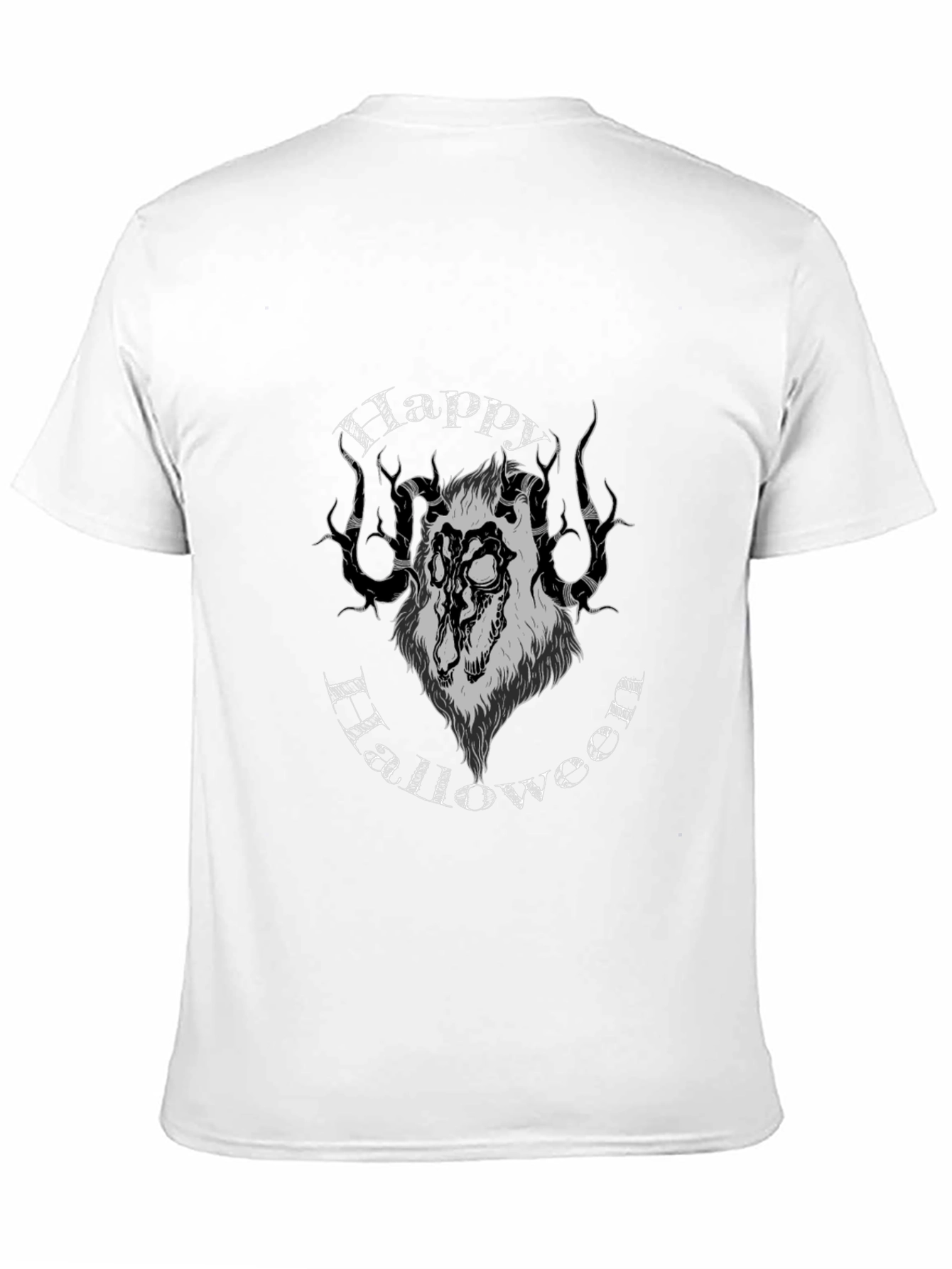 Happy Halloween Wolf Graphic Tee - Black