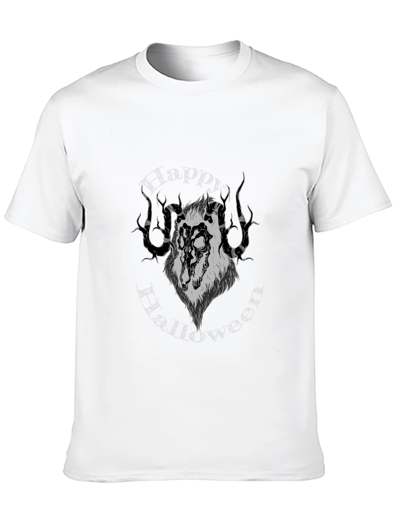 Happy Halloween Wolf Graphic Tee - Black