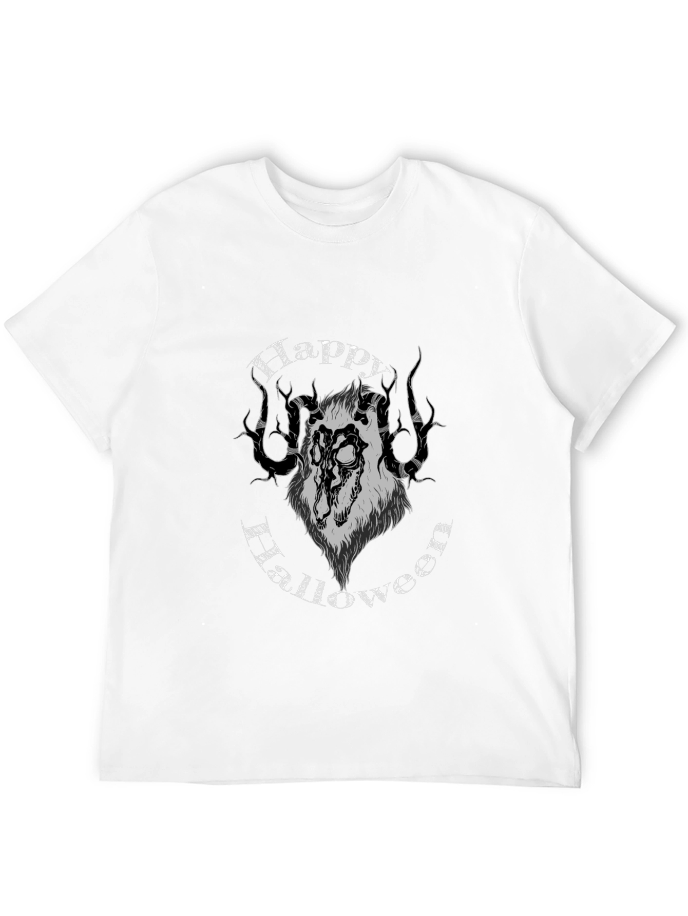 Happy Halloween Wolf Graphic Tee - Black