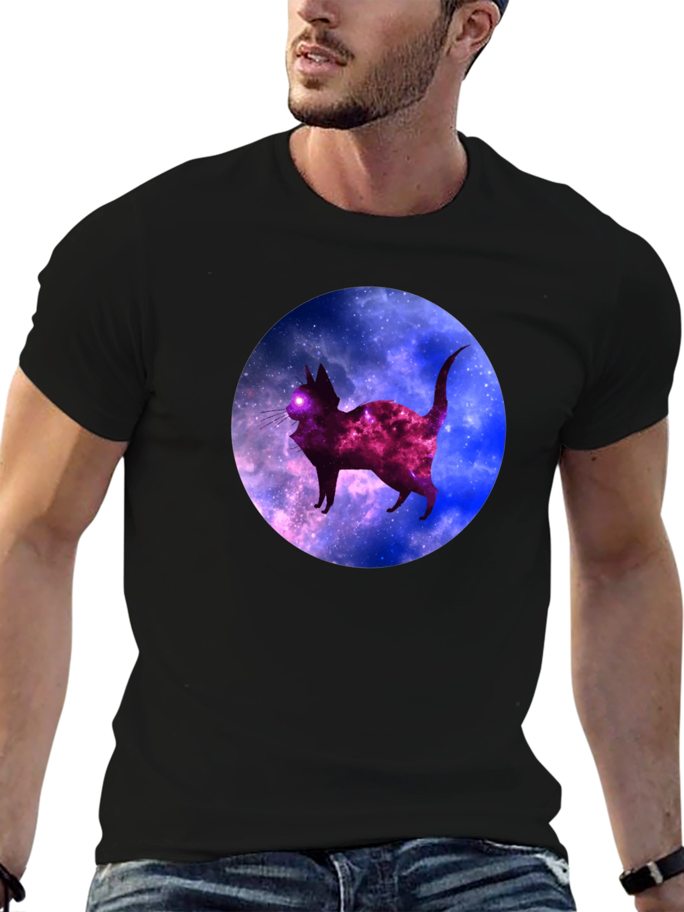 Galaxy Cat Black T-Shirt