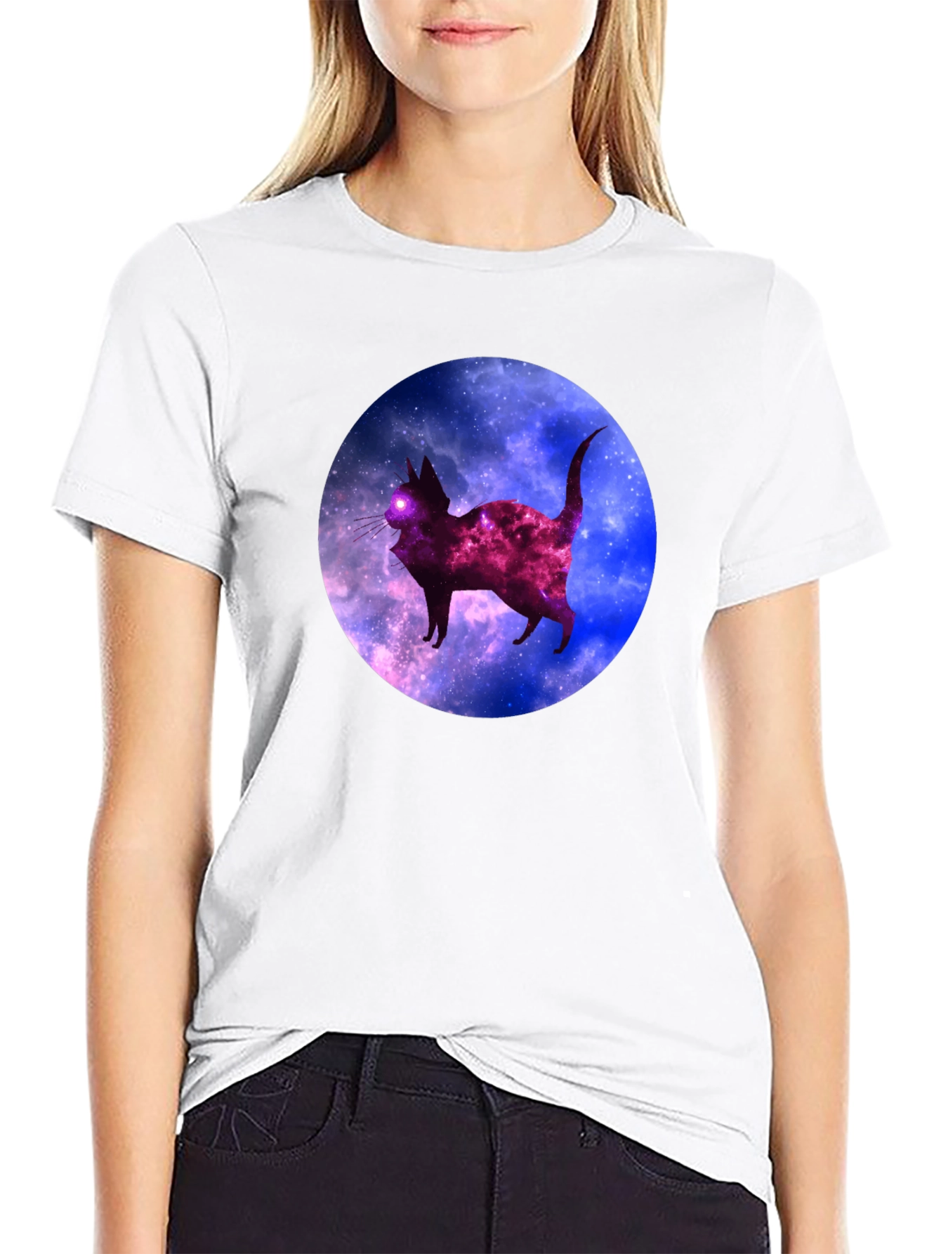 Galaxy Cat Black T-Shirt