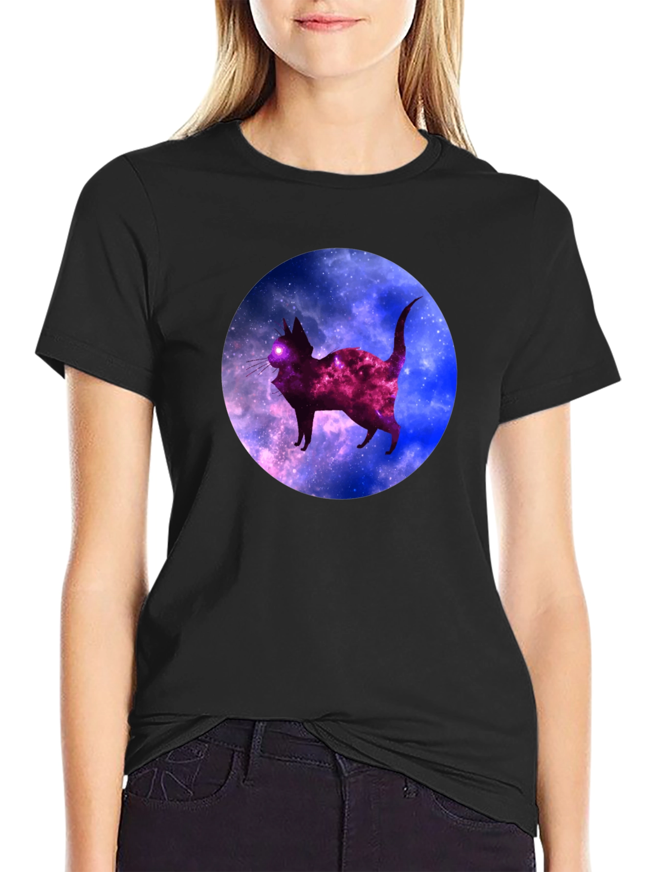Galaxy Cat Black T-Shirt