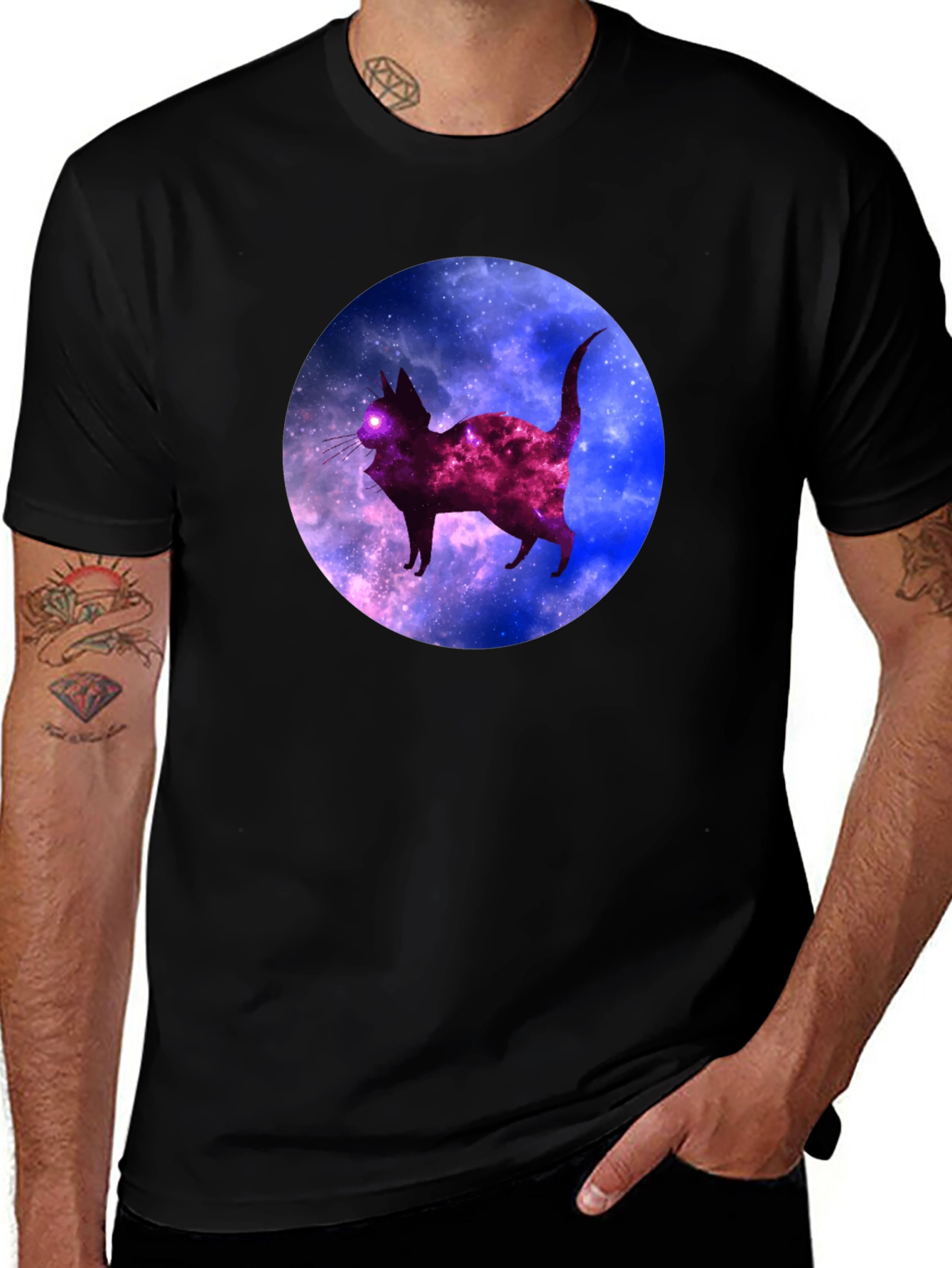 Galaxy Cat Black T-Shirt