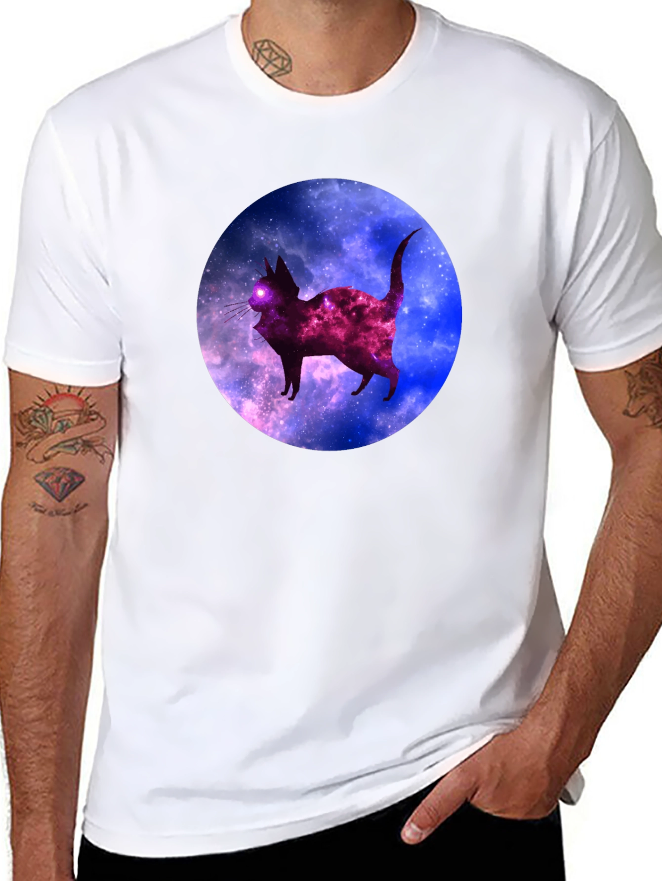 Galaxy Cat Black T-Shirt