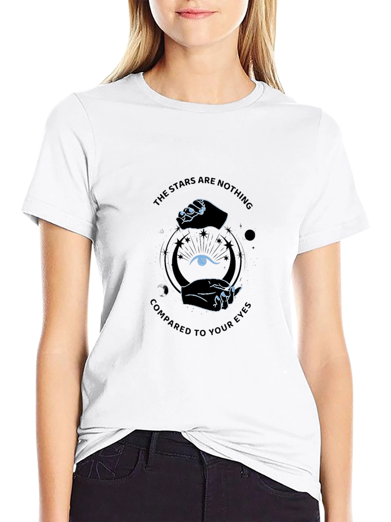 Stars Compared to Your Eyes Black Graphic Tee