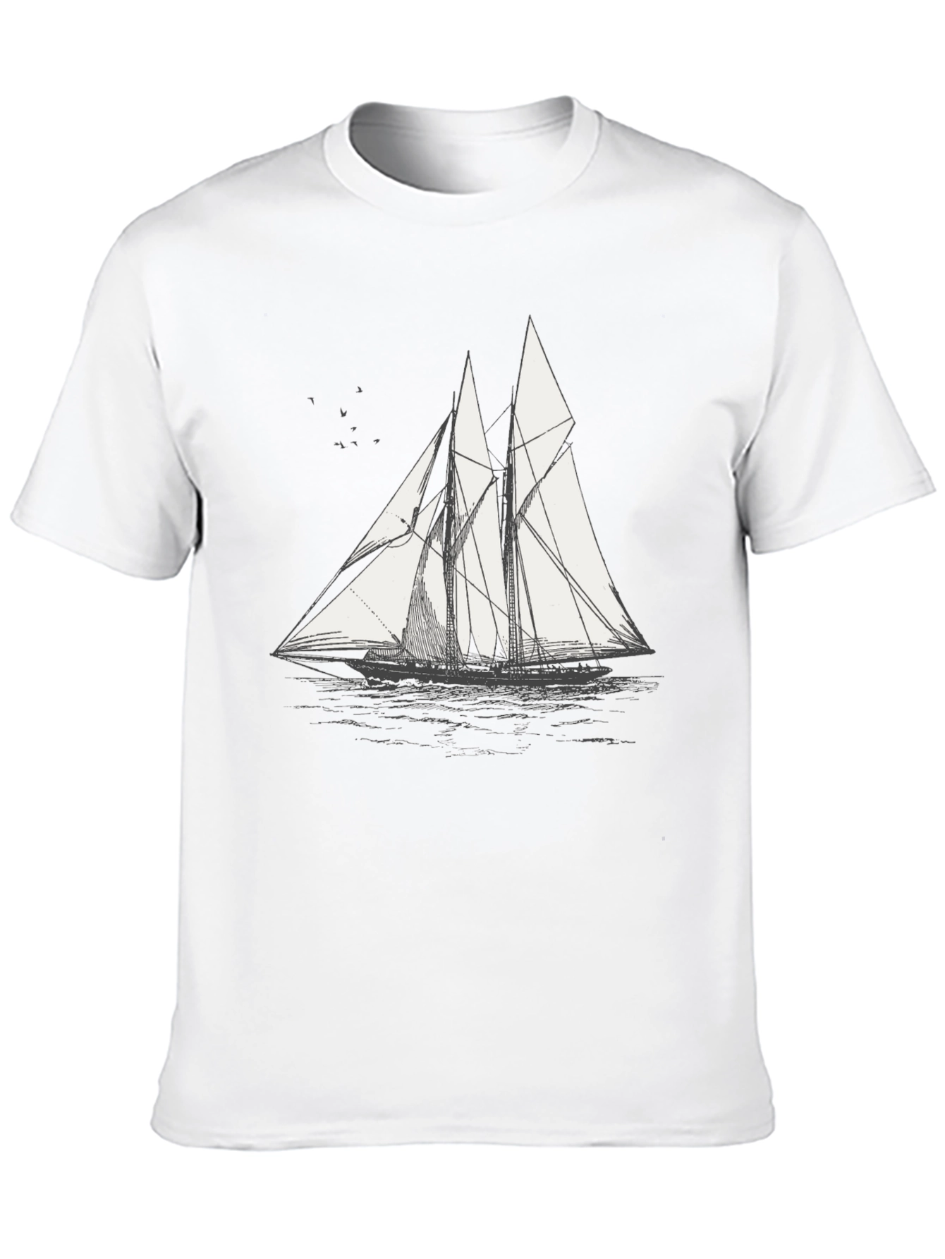 Black T-Shirt with Sailboat Print