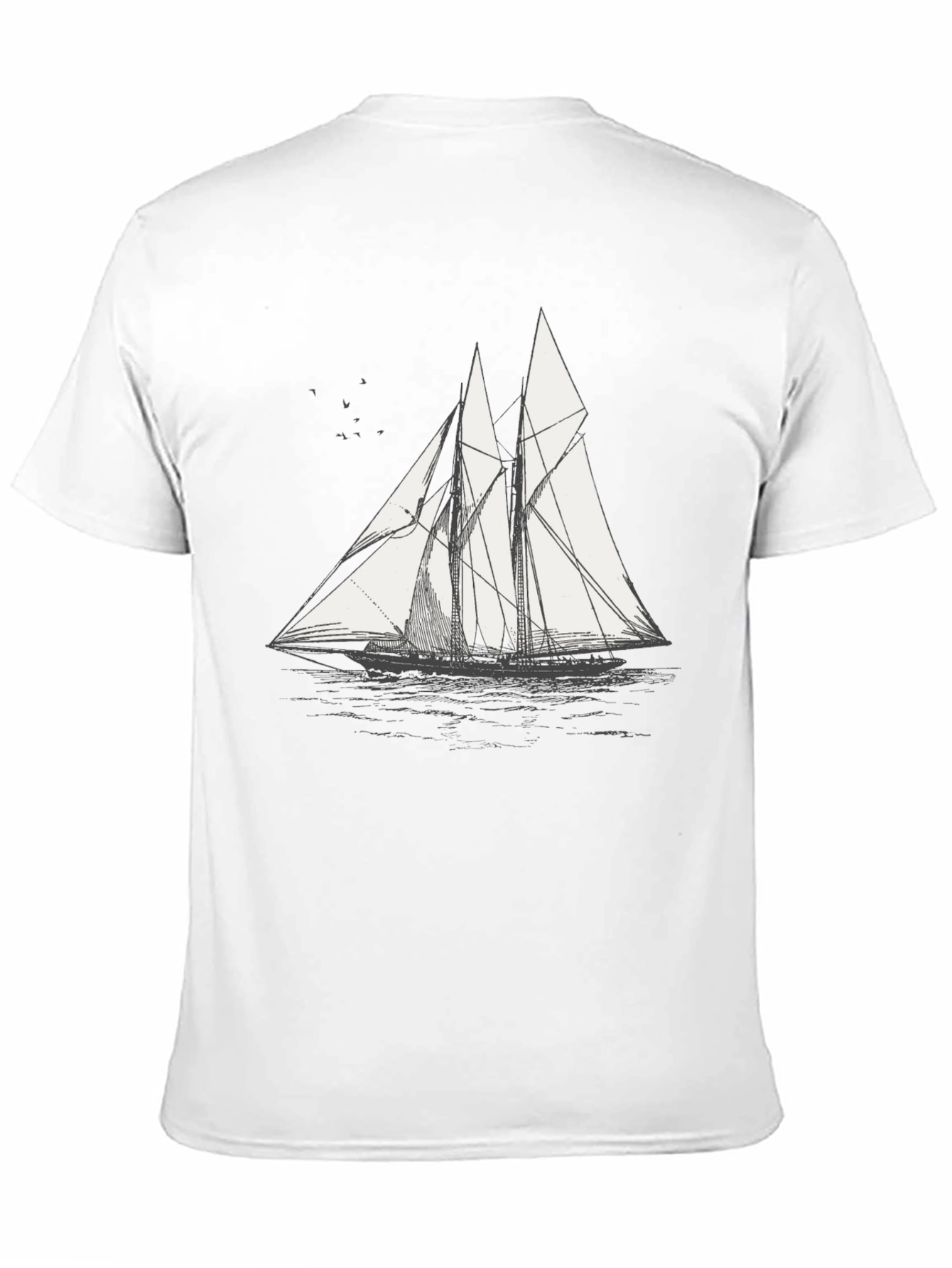 Black T-Shirt with Sailboat Print