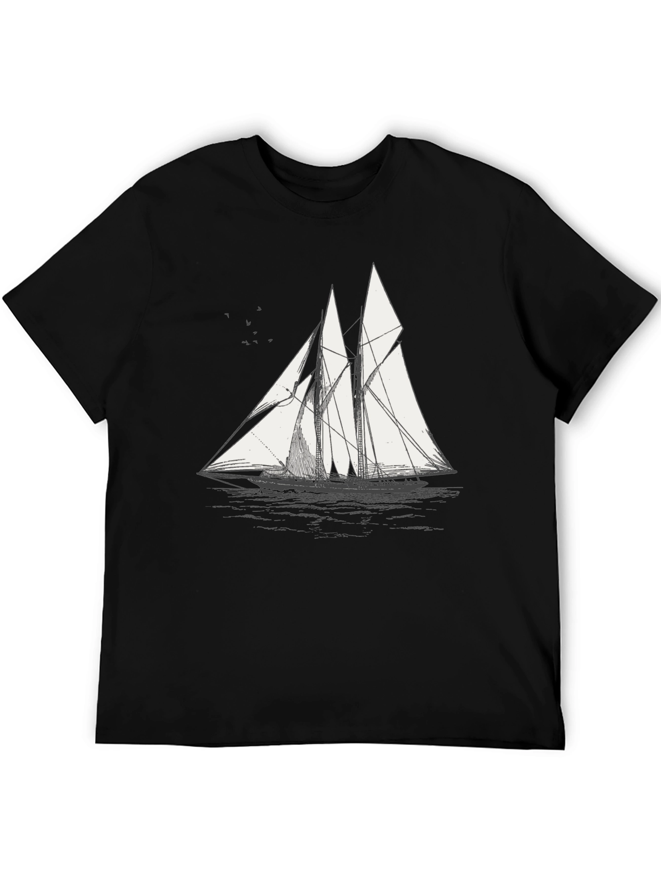 Black T-Shirt with Sailboat Print