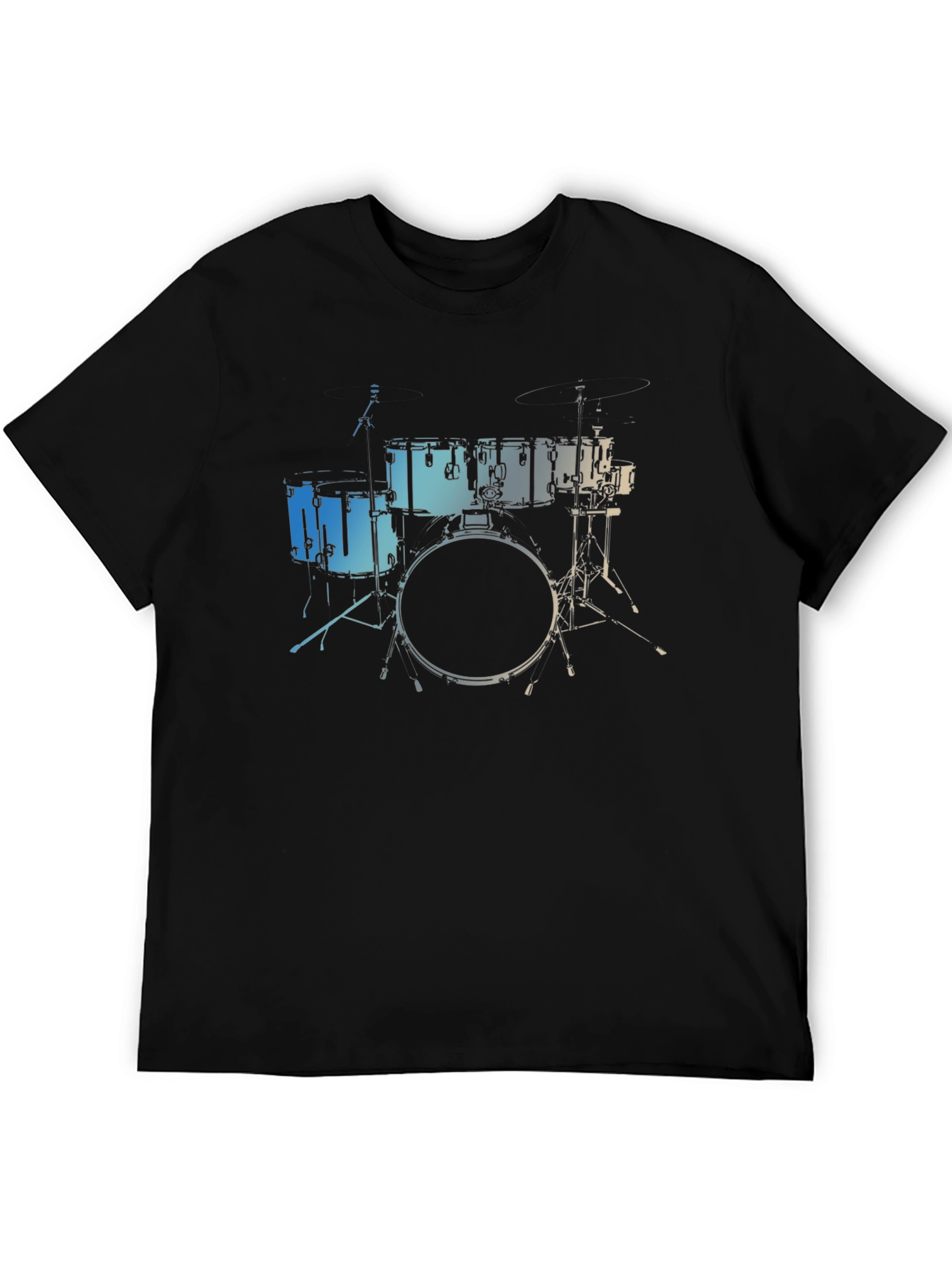 Drum Set Graphic Tee - Musicians Black Cotton T-Shirt