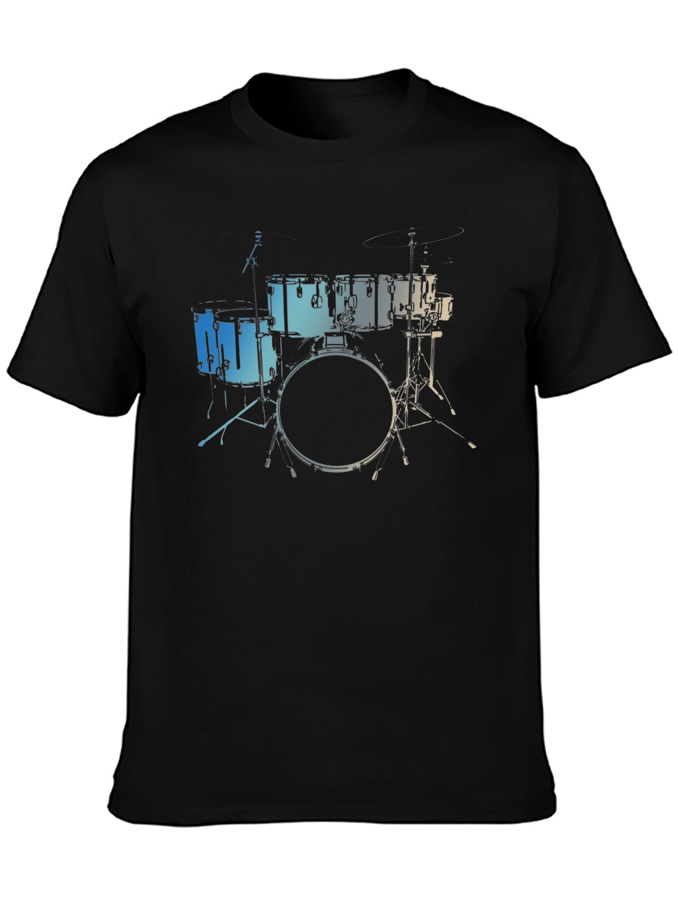 Drum Set Graphic Tee - Musicians Black Cotton T-Shirt