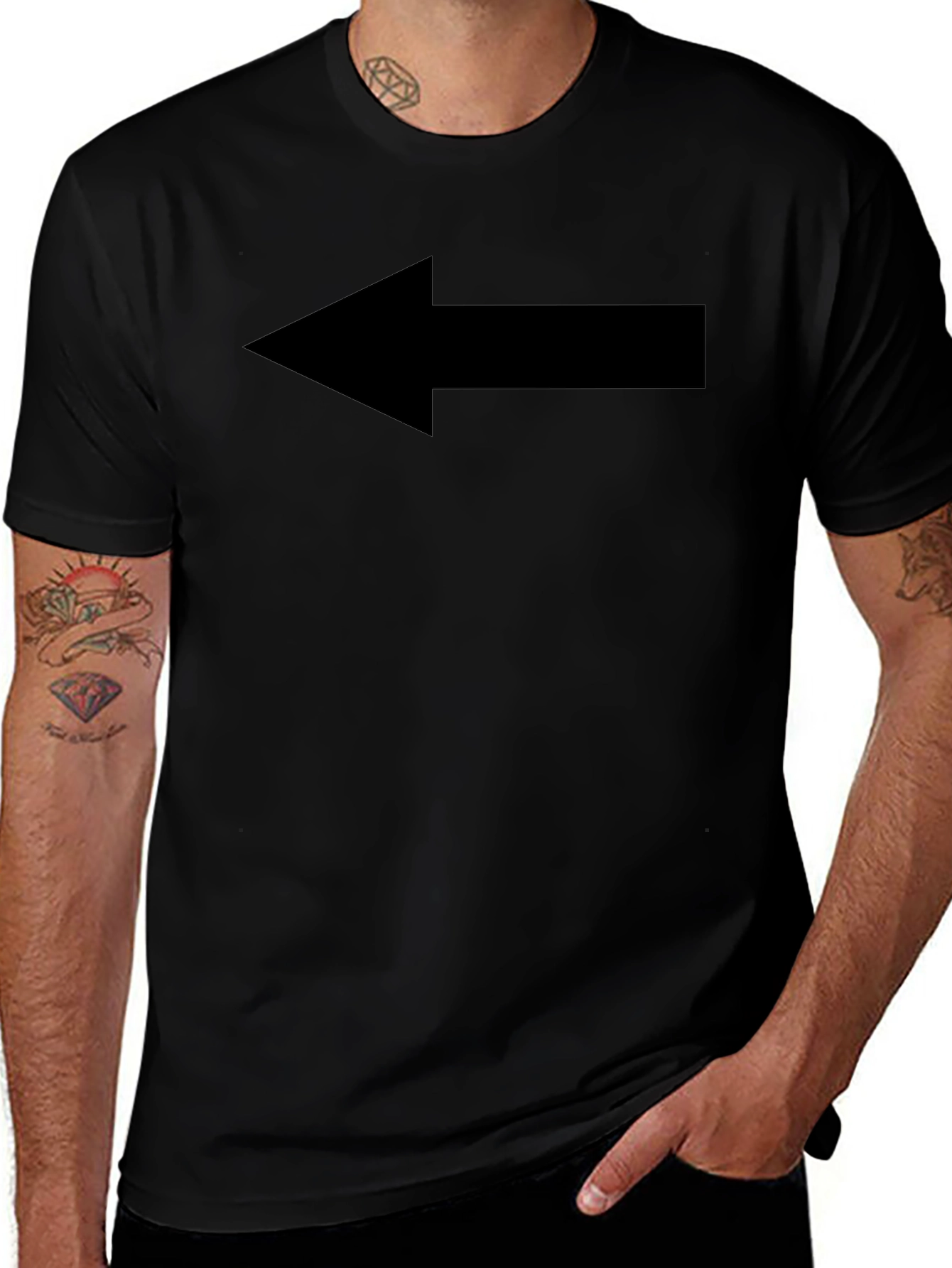 Left Arrow Graphic Tee - Casual Black T-Shirt