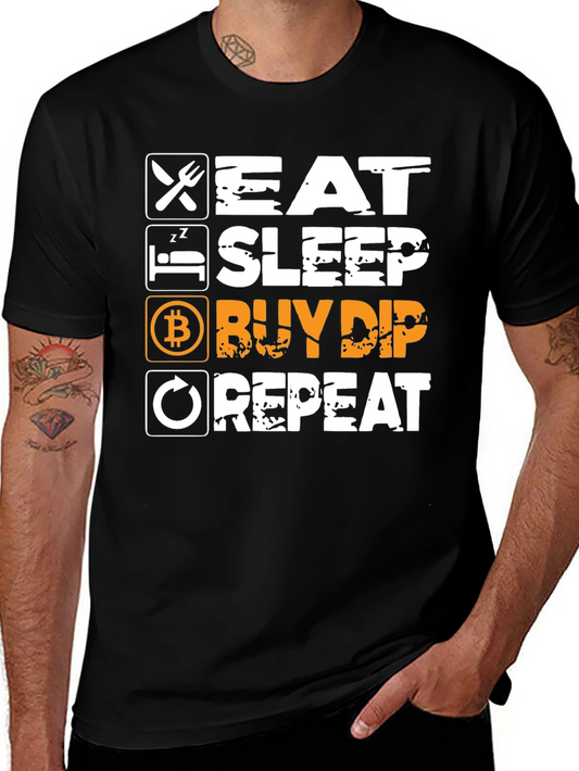 Eat Sleep Buy Dip Repeat Black Graphic Tee