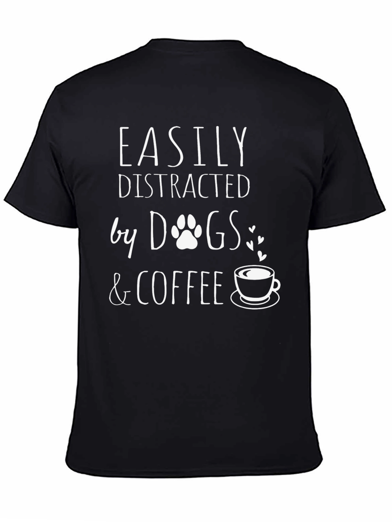 Easily Distracted by Dogs & Coffee Black T-Shirt
