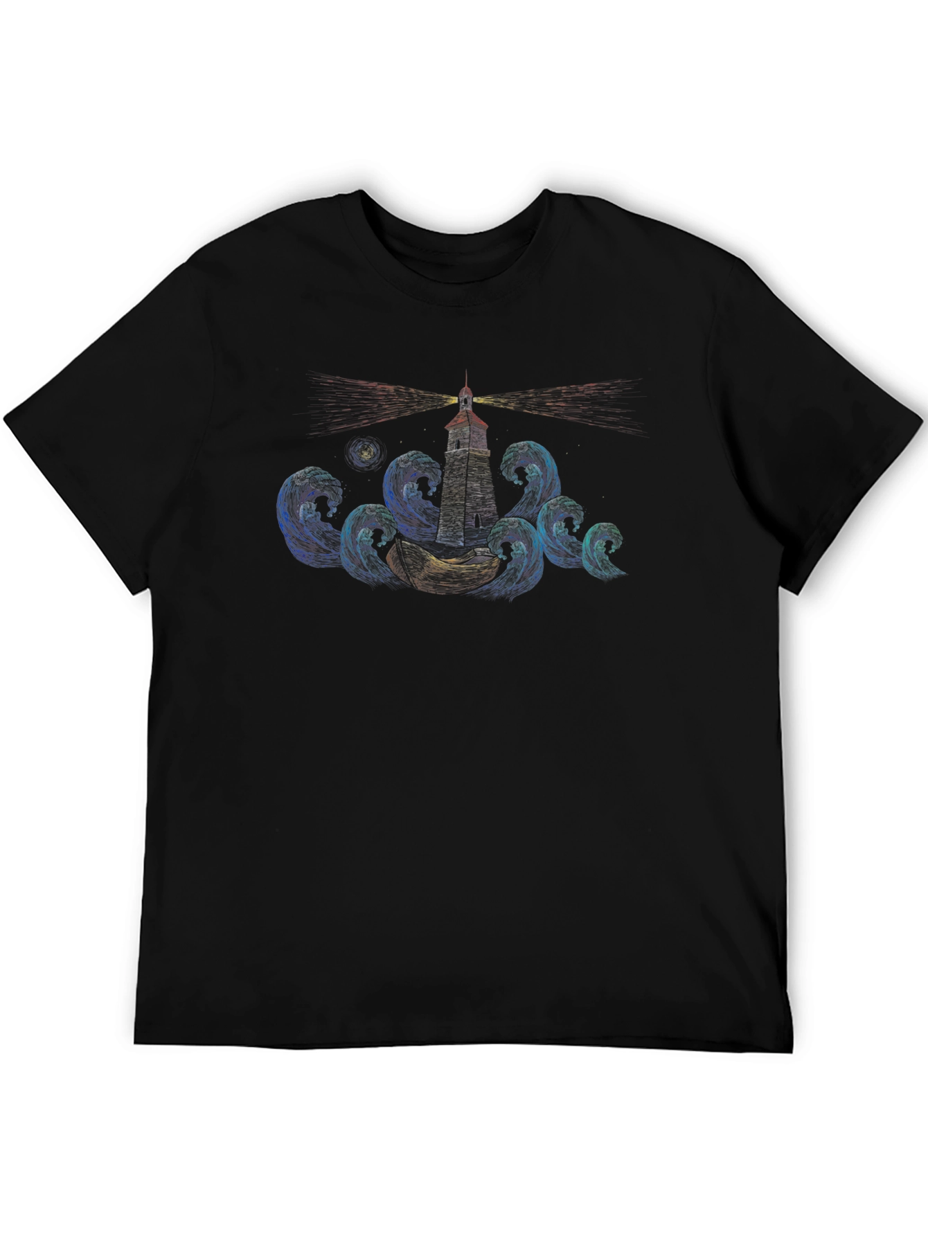 Lighthouse Waves Graphic T-Shirt
