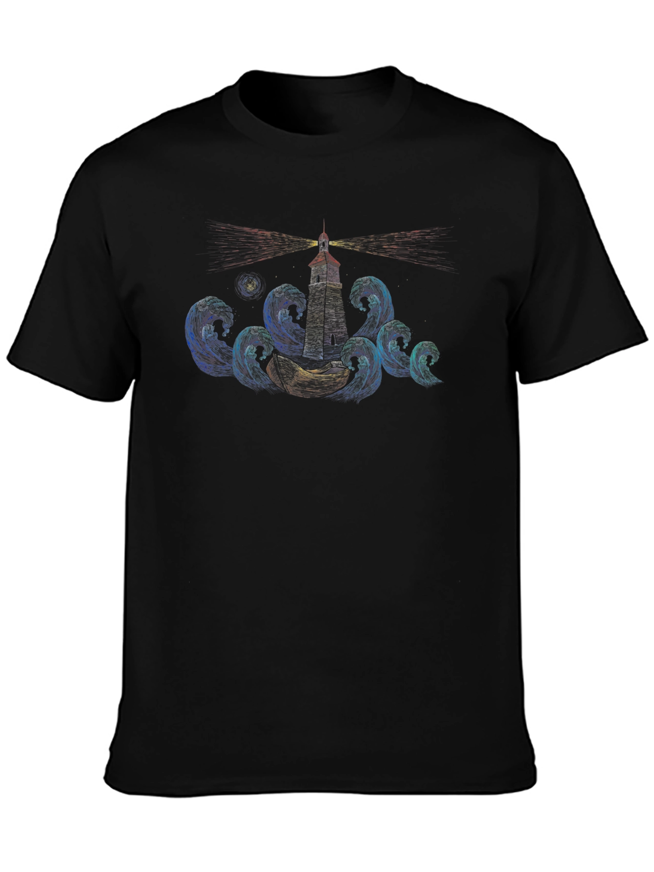 Lighthouse Waves Graphic T-Shirt
