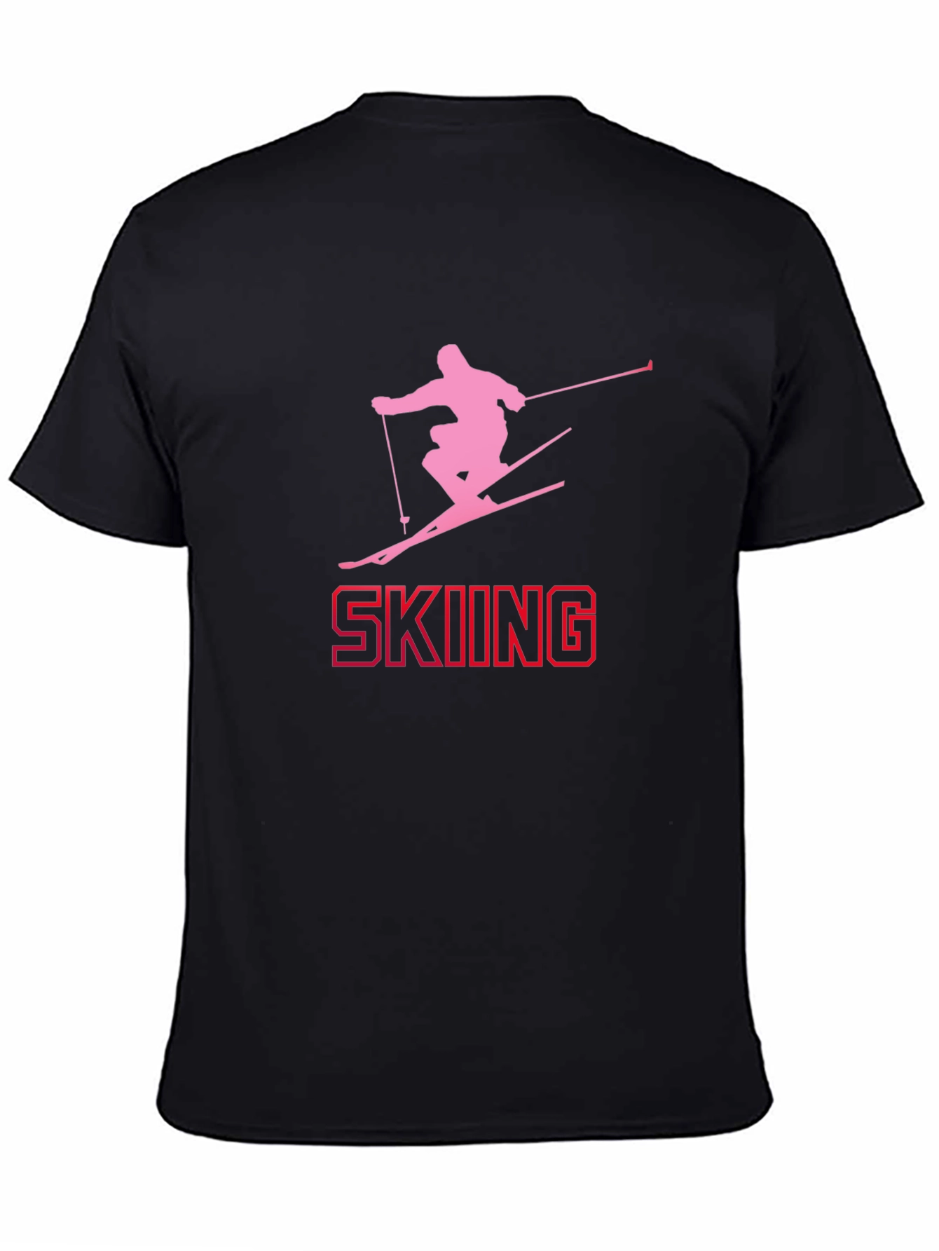 Skiing Silhouette Tee - Black Cotton Graphic T-Shirt