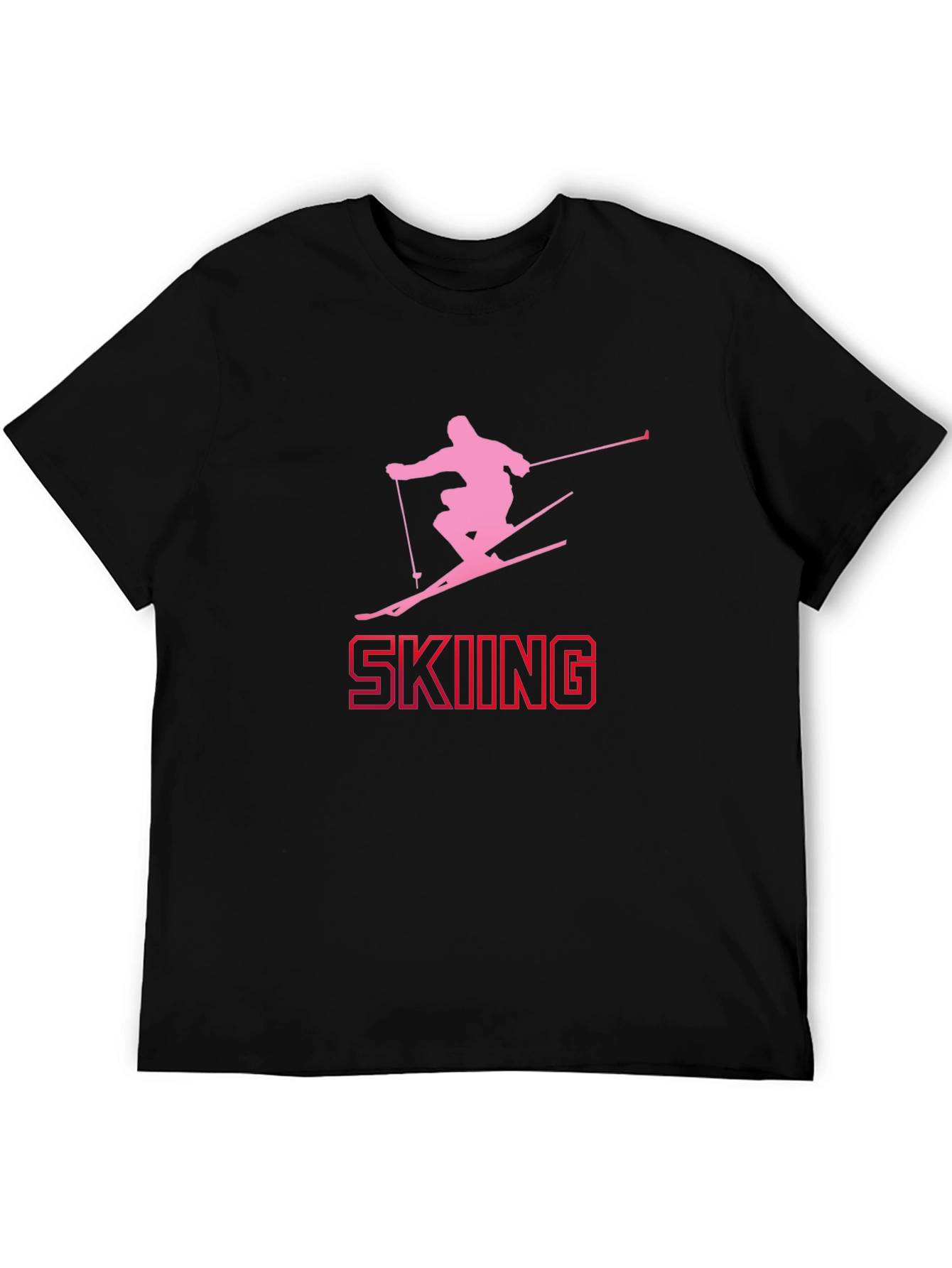Skiing Silhouette Tee - Black Cotton Graphic T-Shirt