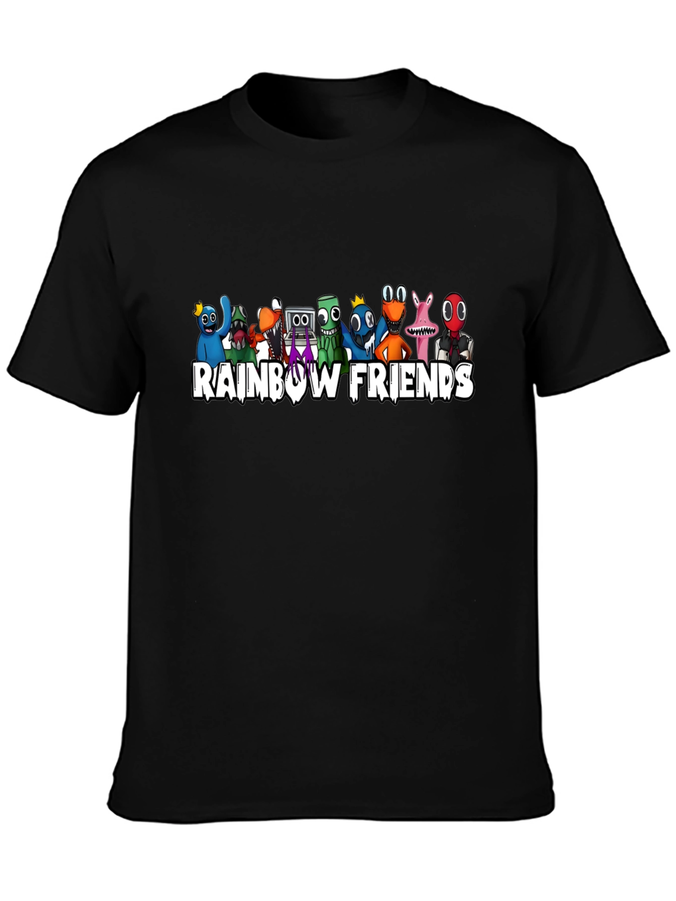 Rainbow Friends Graphic Print Black T-Shirt