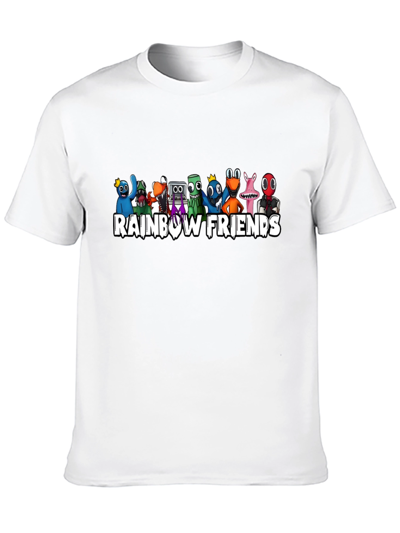 Rainbow Friends Graphic Print Black T-Shirt