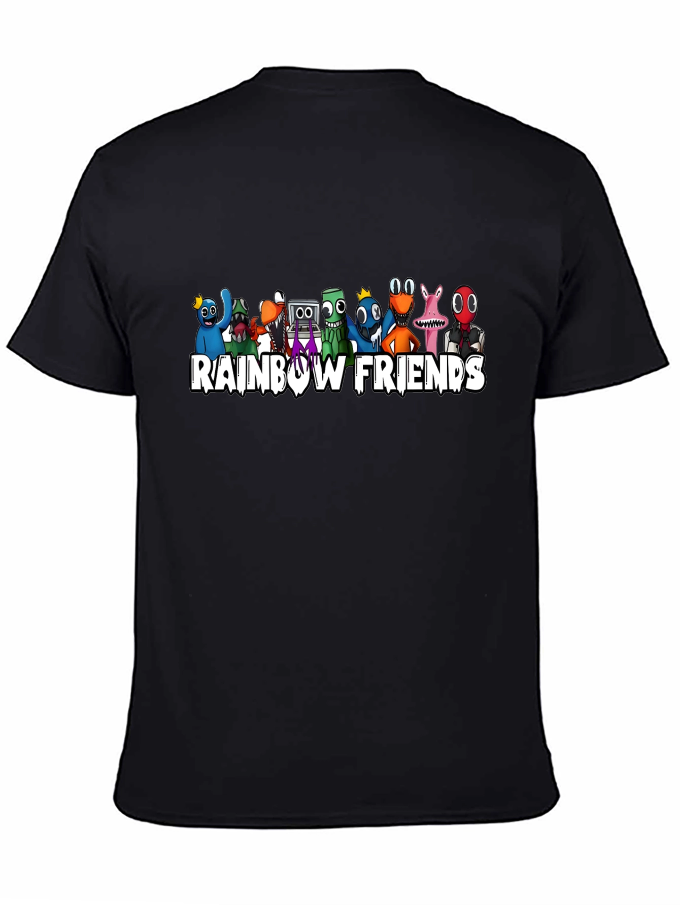 Rainbow Friends Graphic Print Black T-Shirt