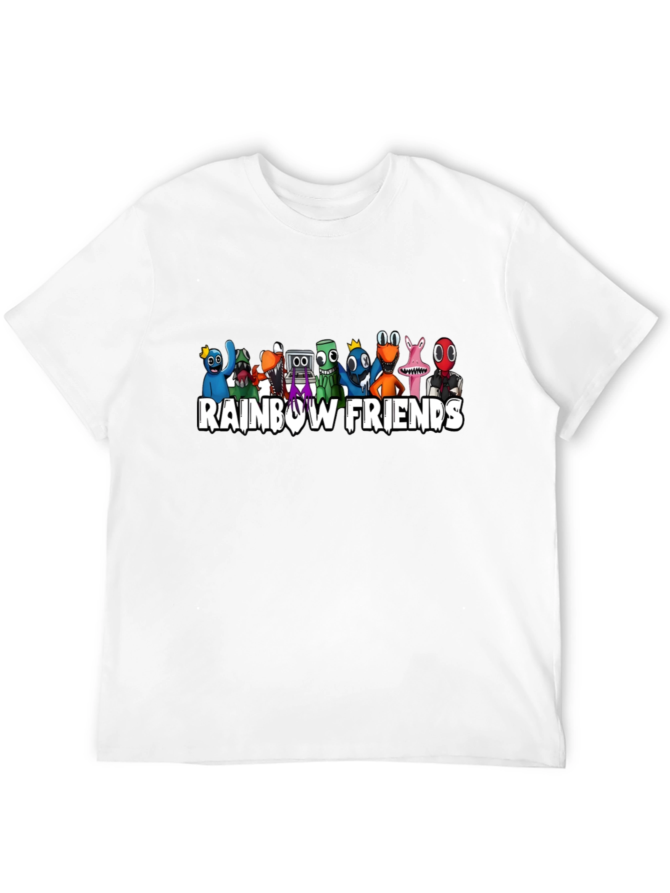 Rainbow Friends Graphic Print Black T-Shirt