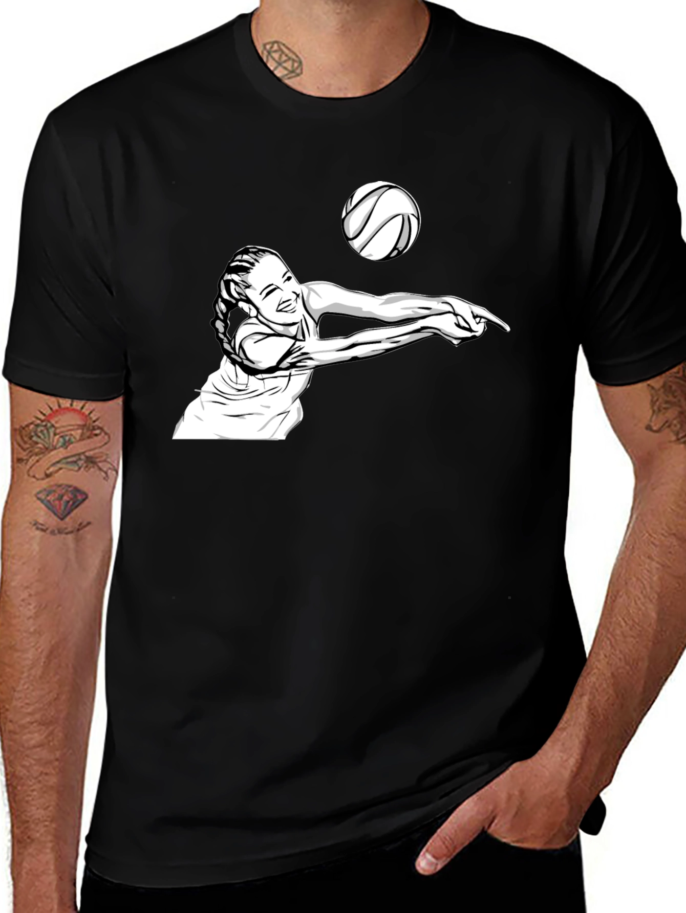 Volleyball Player Graphic Tee - Black