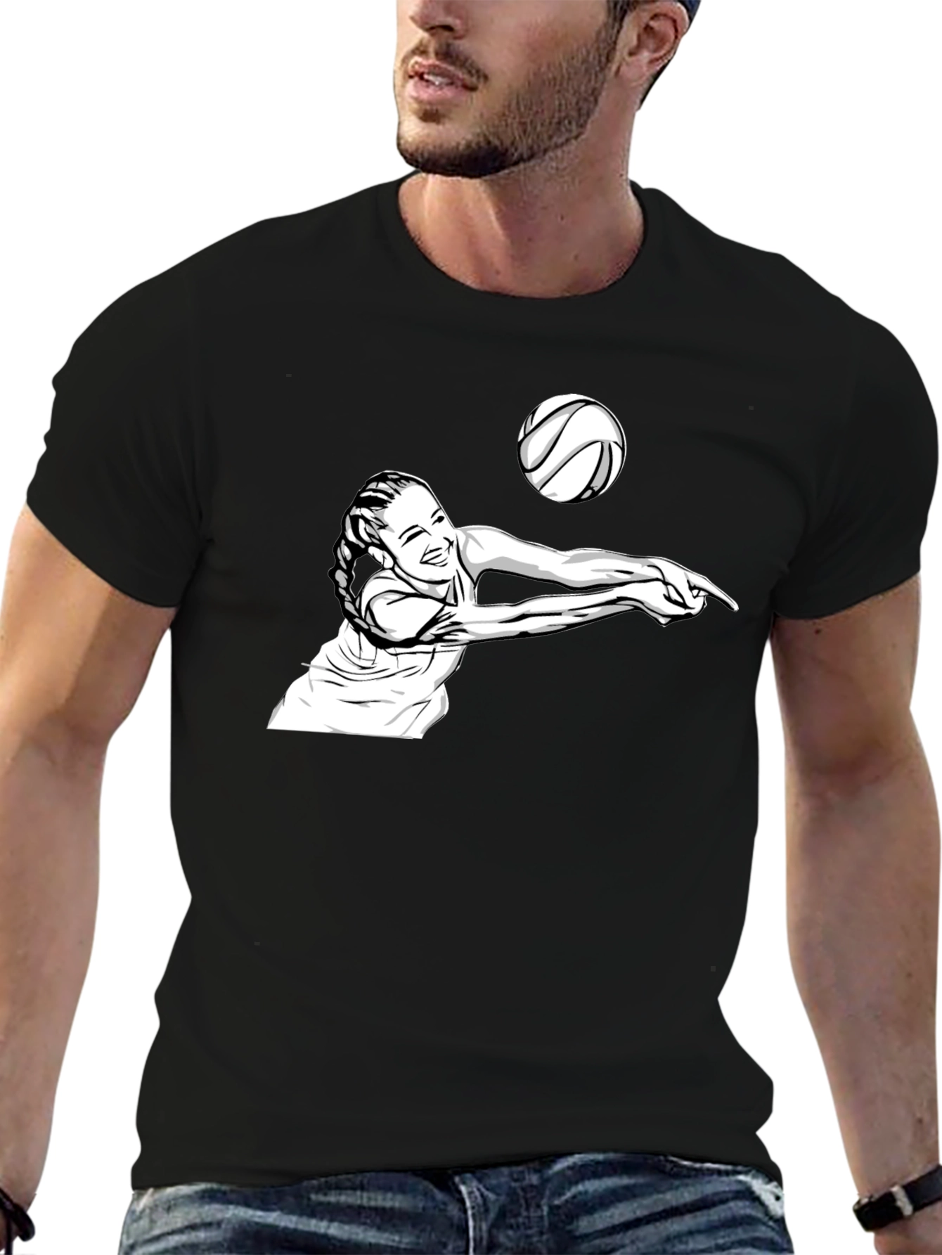 Volleyball Player Graphic Tee - Black